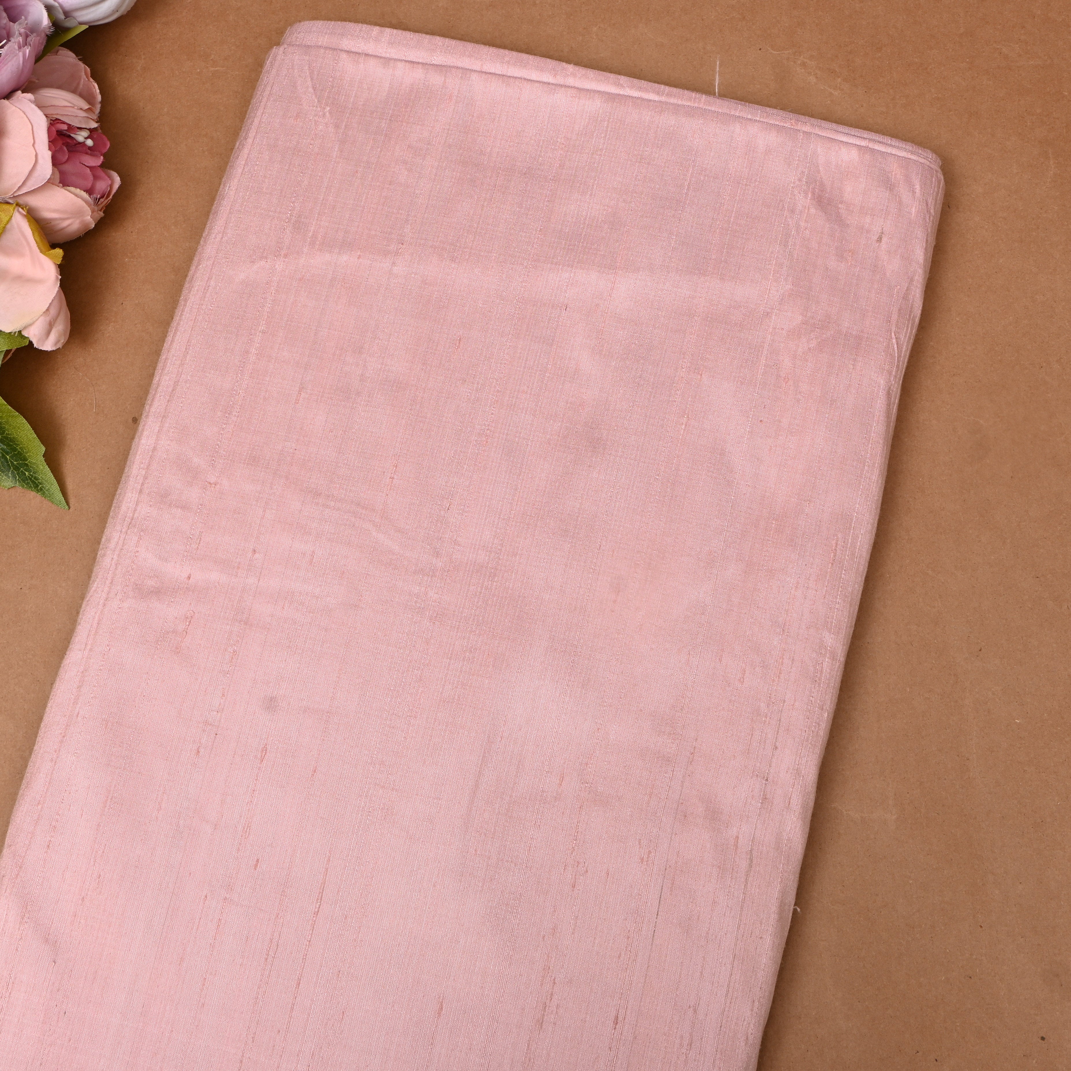 Powder Peach Plain Silk Fabric