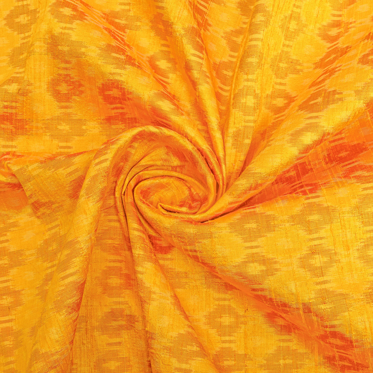 Canary Yellow Diamond Ikat Dupion Silk Fabric