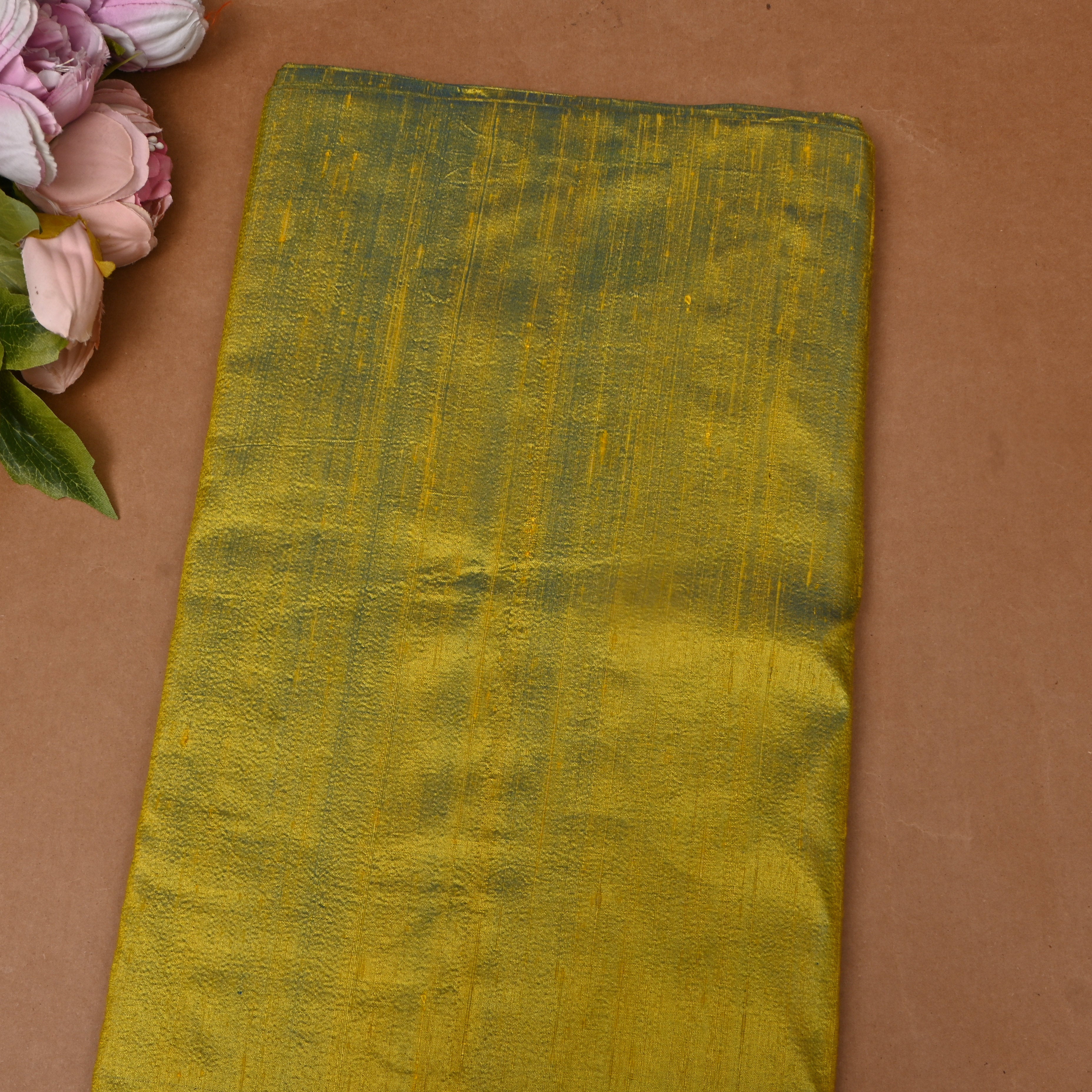 Olive Green Plain Dupion Silk Fabric