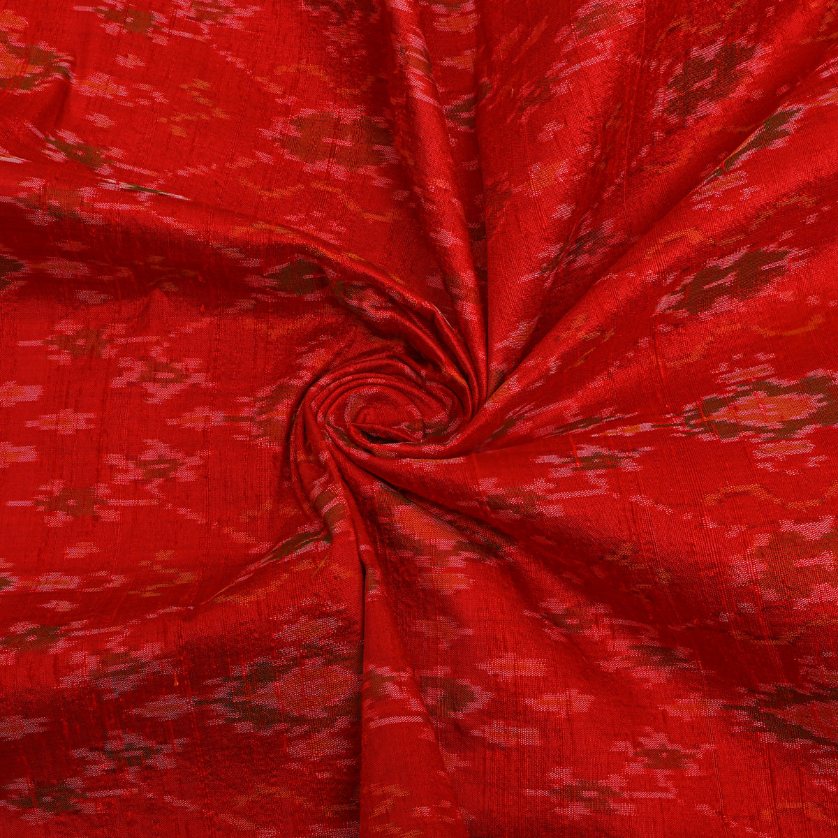 Burnt Orange Diamond Lattice Ikat Dupion Silk Fabric