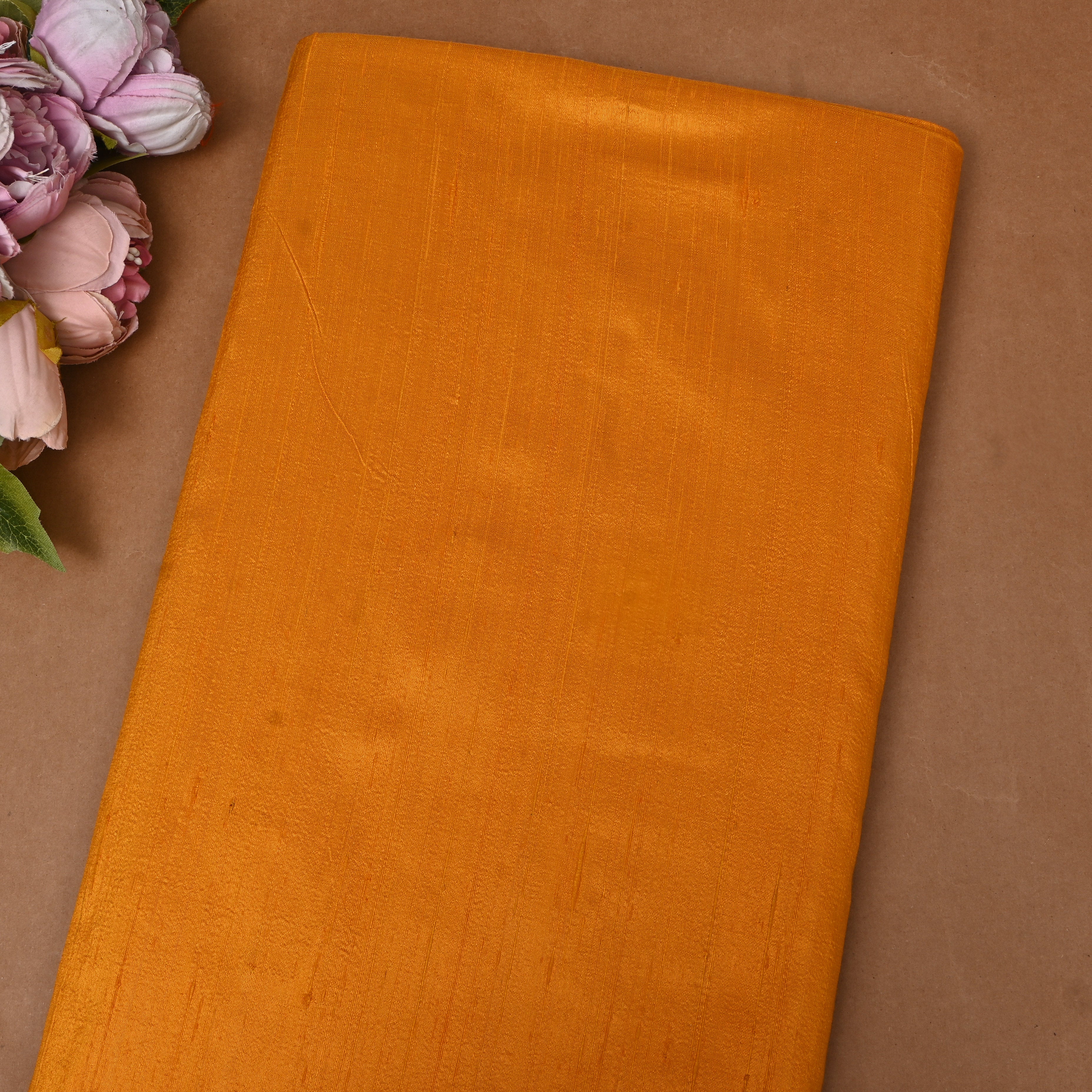 Plain Mustard Yellow Dupion Silk Fabric