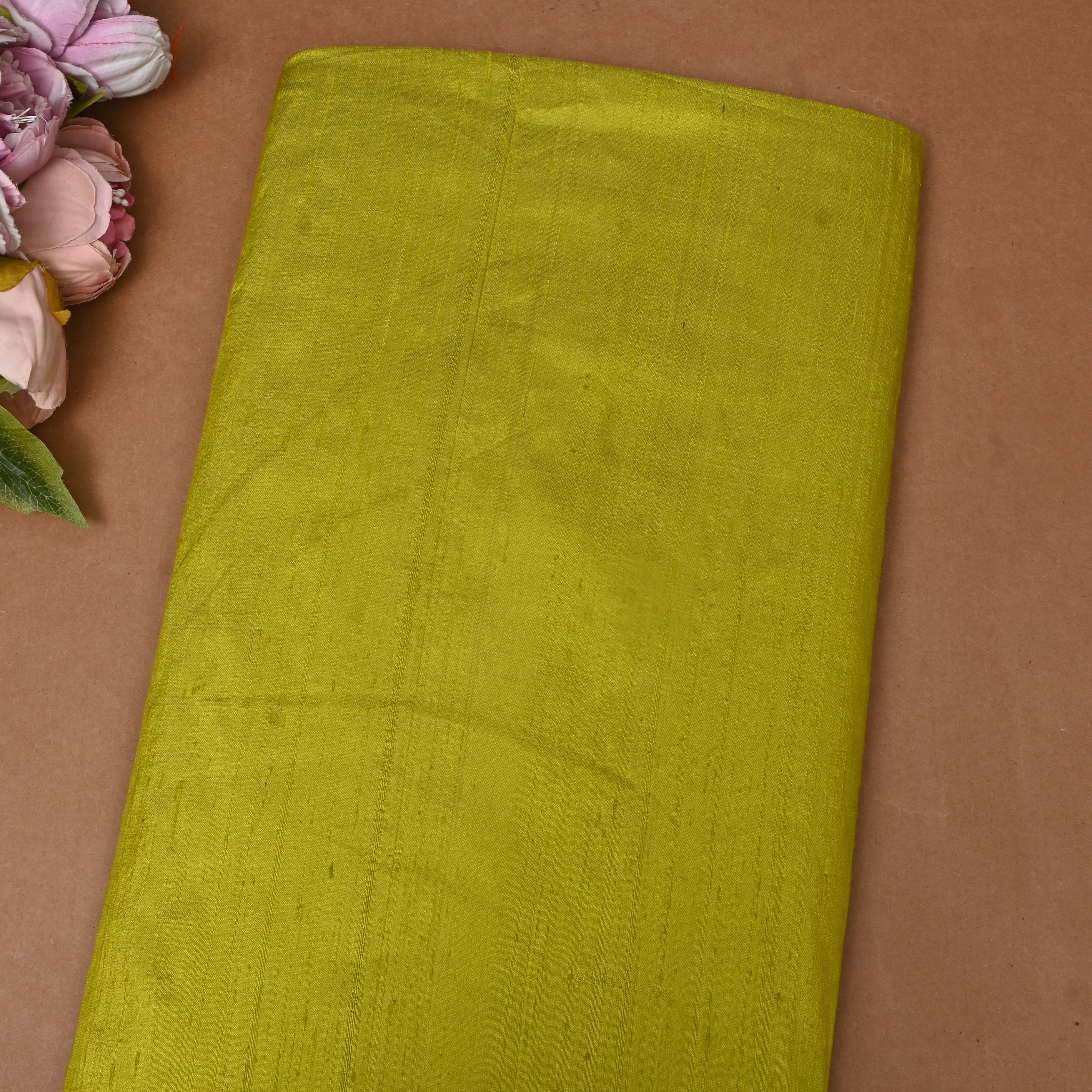 Olive Green Plain Silk