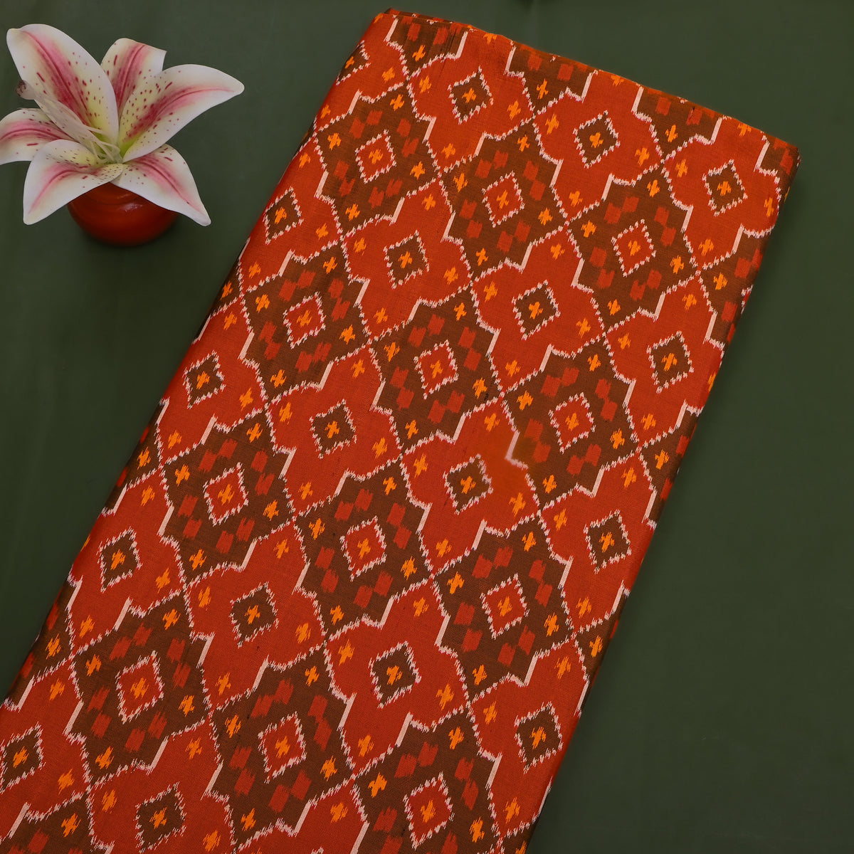 Umber Multi Ikat Silk Fabric