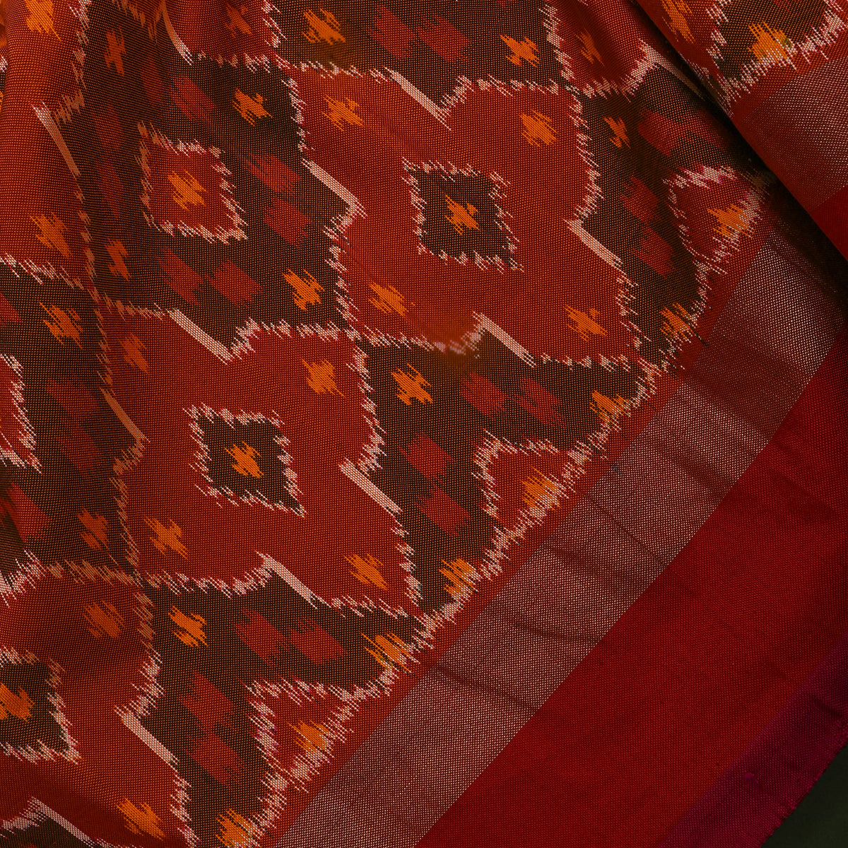 Umber Multi Ikat Silk Fabric