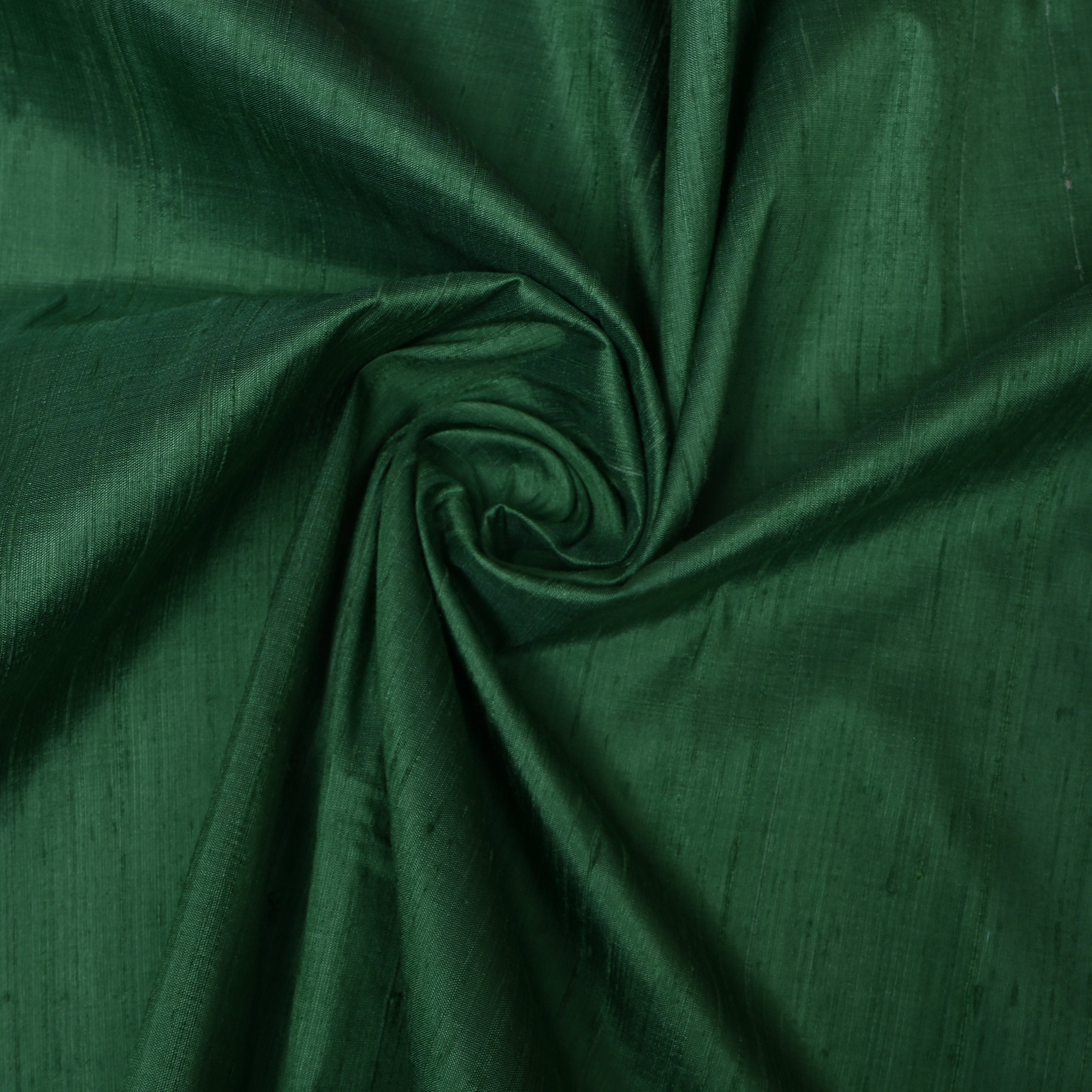Plain Bottle Green Dupion Silk Fabric