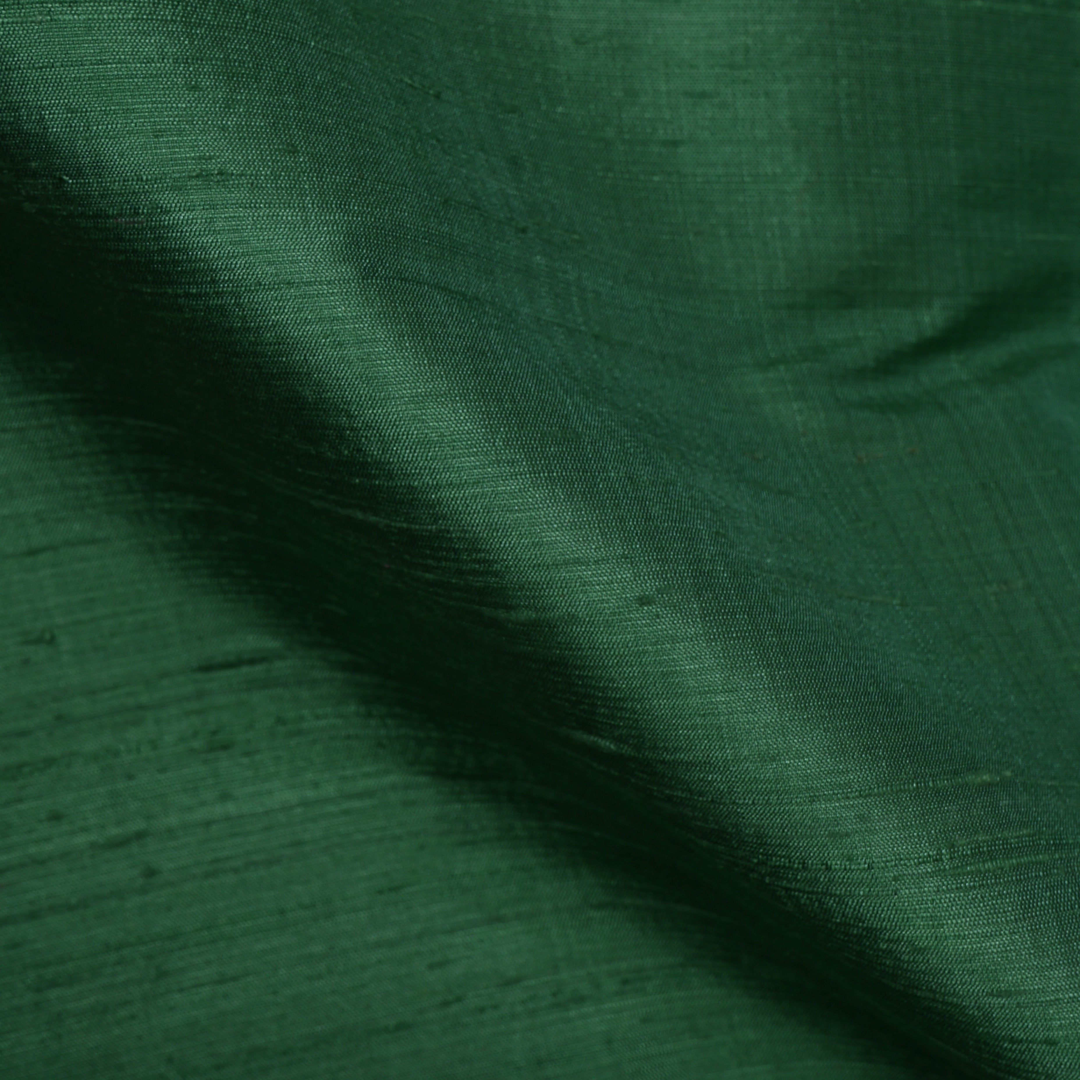 Plain Bottle Green Dupion Silk Fabric