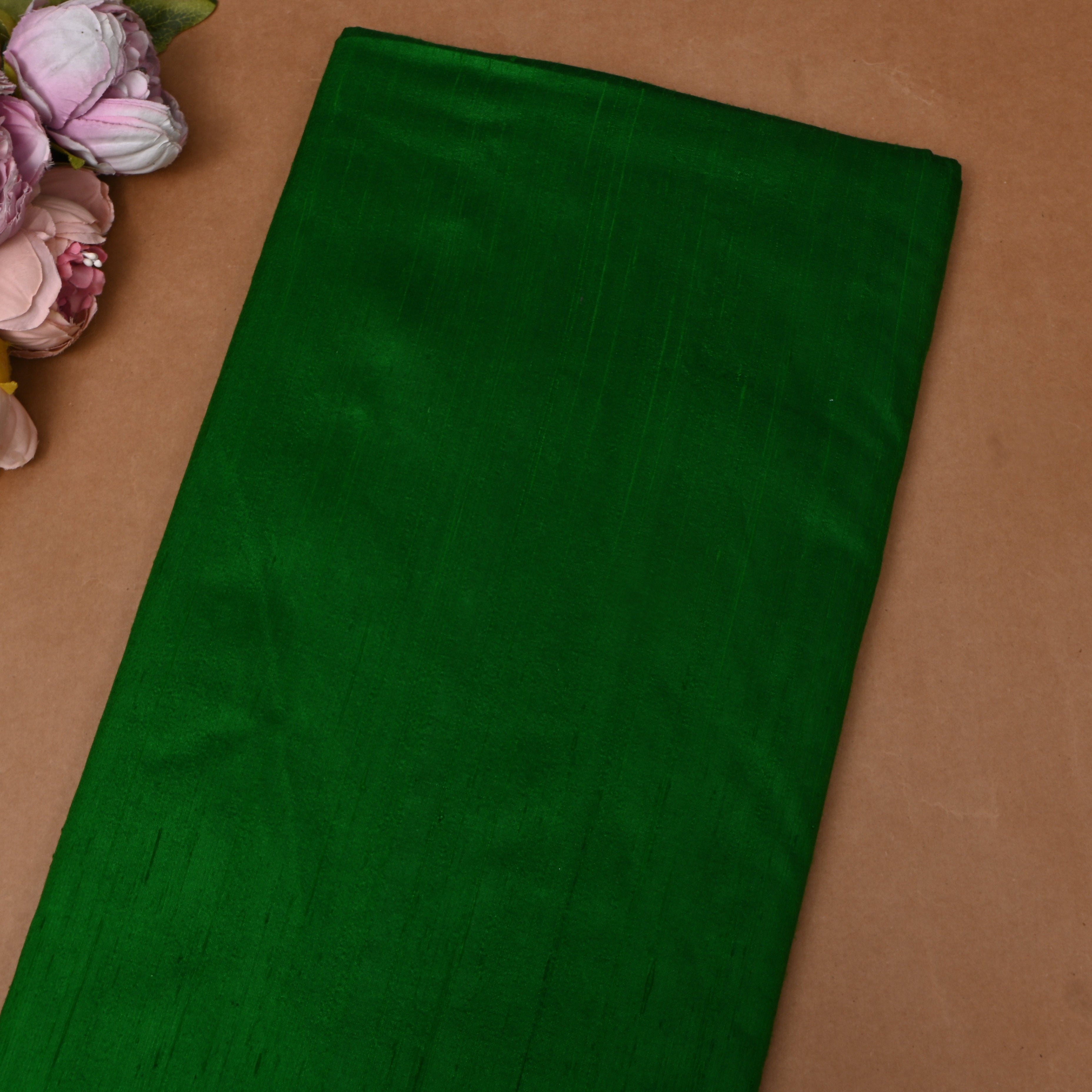 Bottle Green Plain Silk