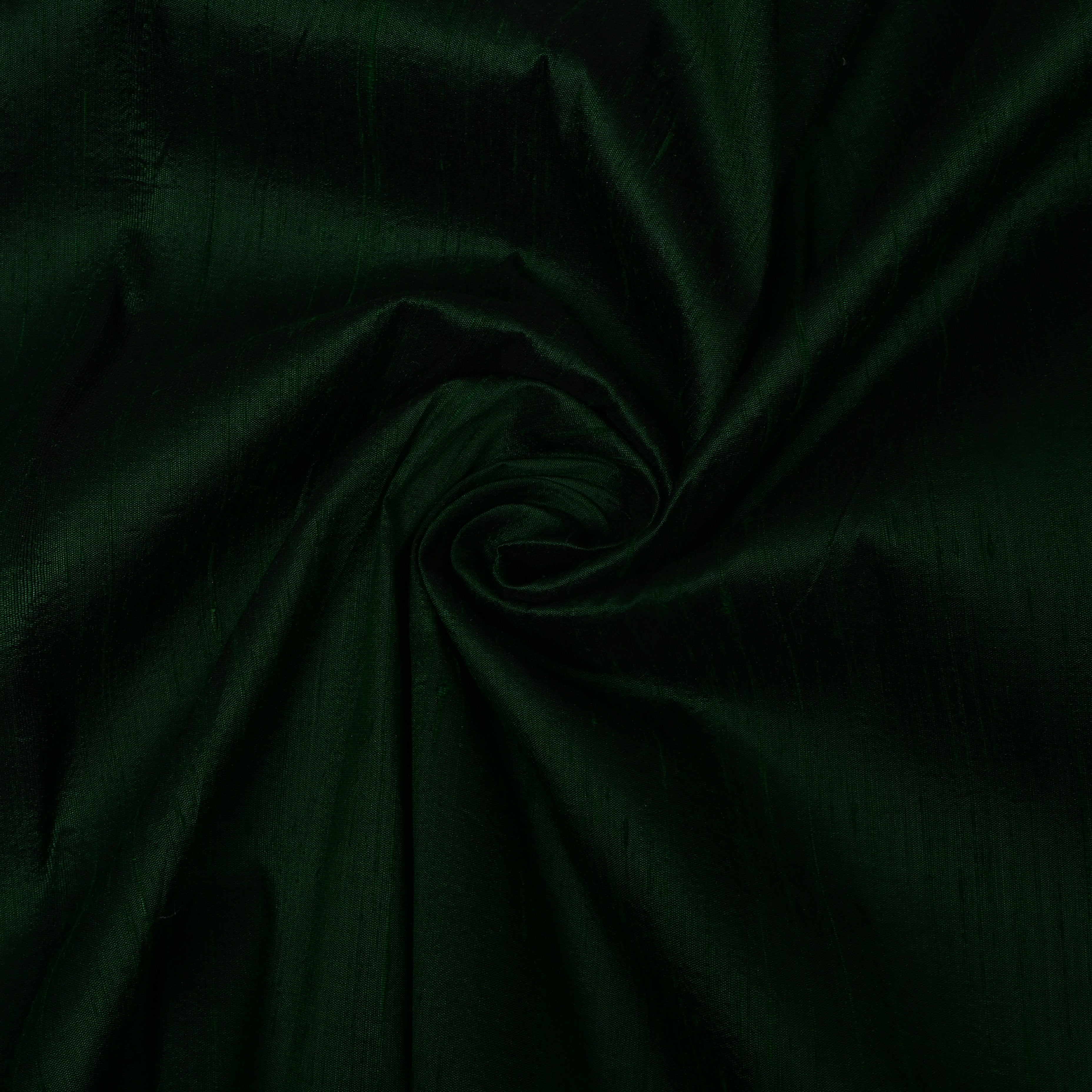 Deep Bottle Green Plain Silk