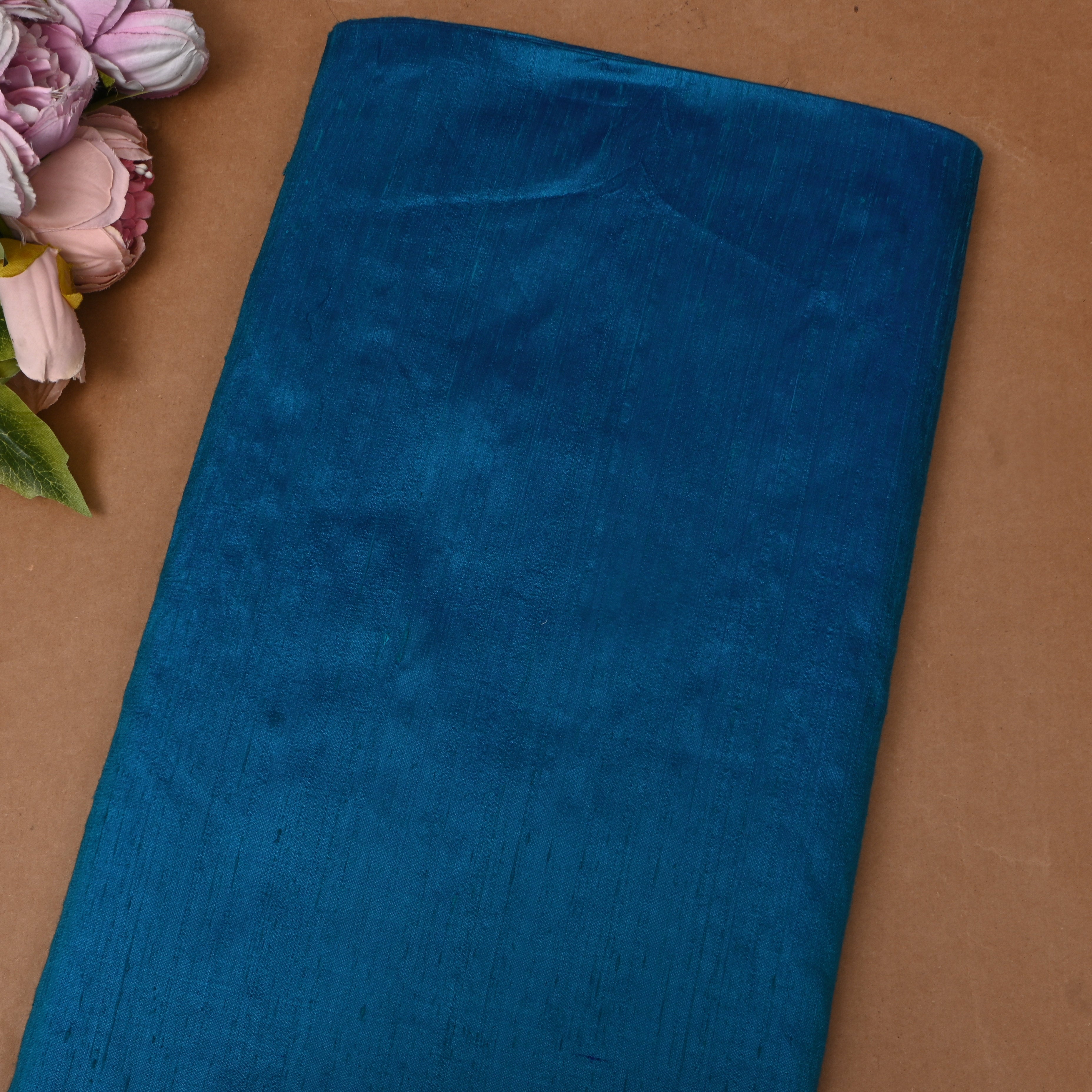 Peacock Blue Plain Silk