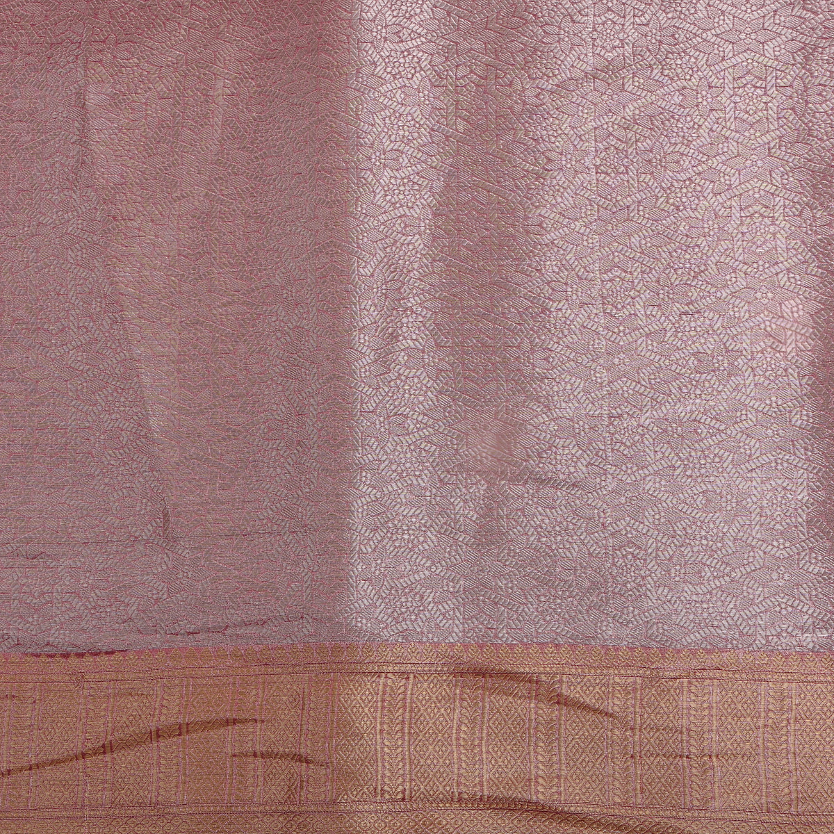 Heather Dual Tone Zari Geometric Self Weave Jamawar Silk Fabric