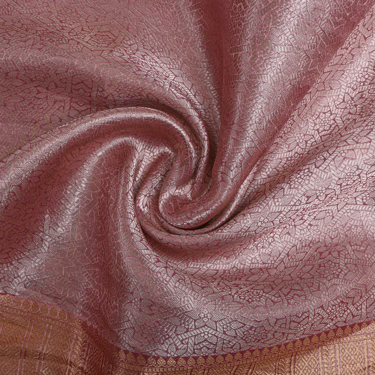 Heather Dual Tone Zari Geometric Self Weave Jamawar Silk Fabric