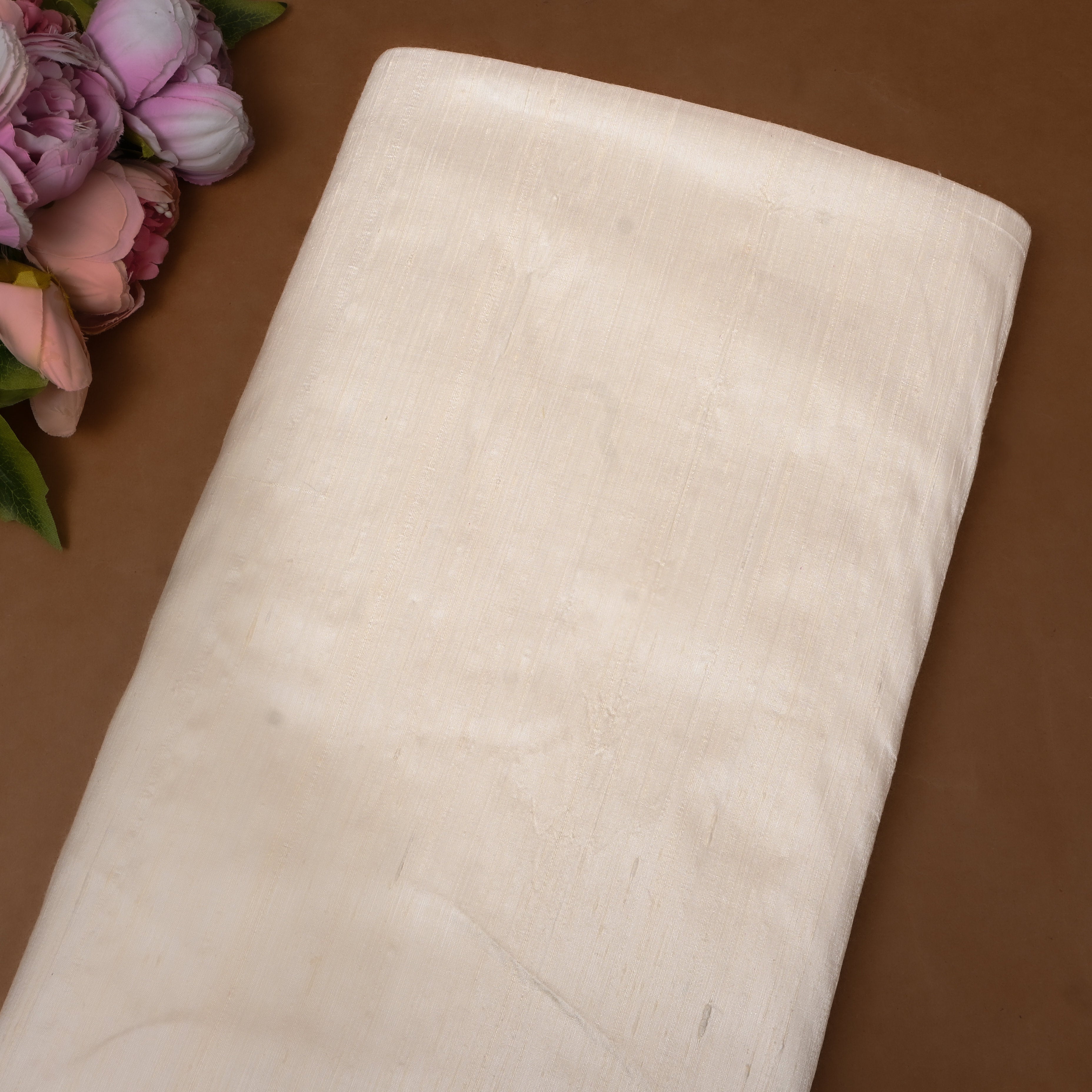 Ivory Cream Plain Silk Fabric