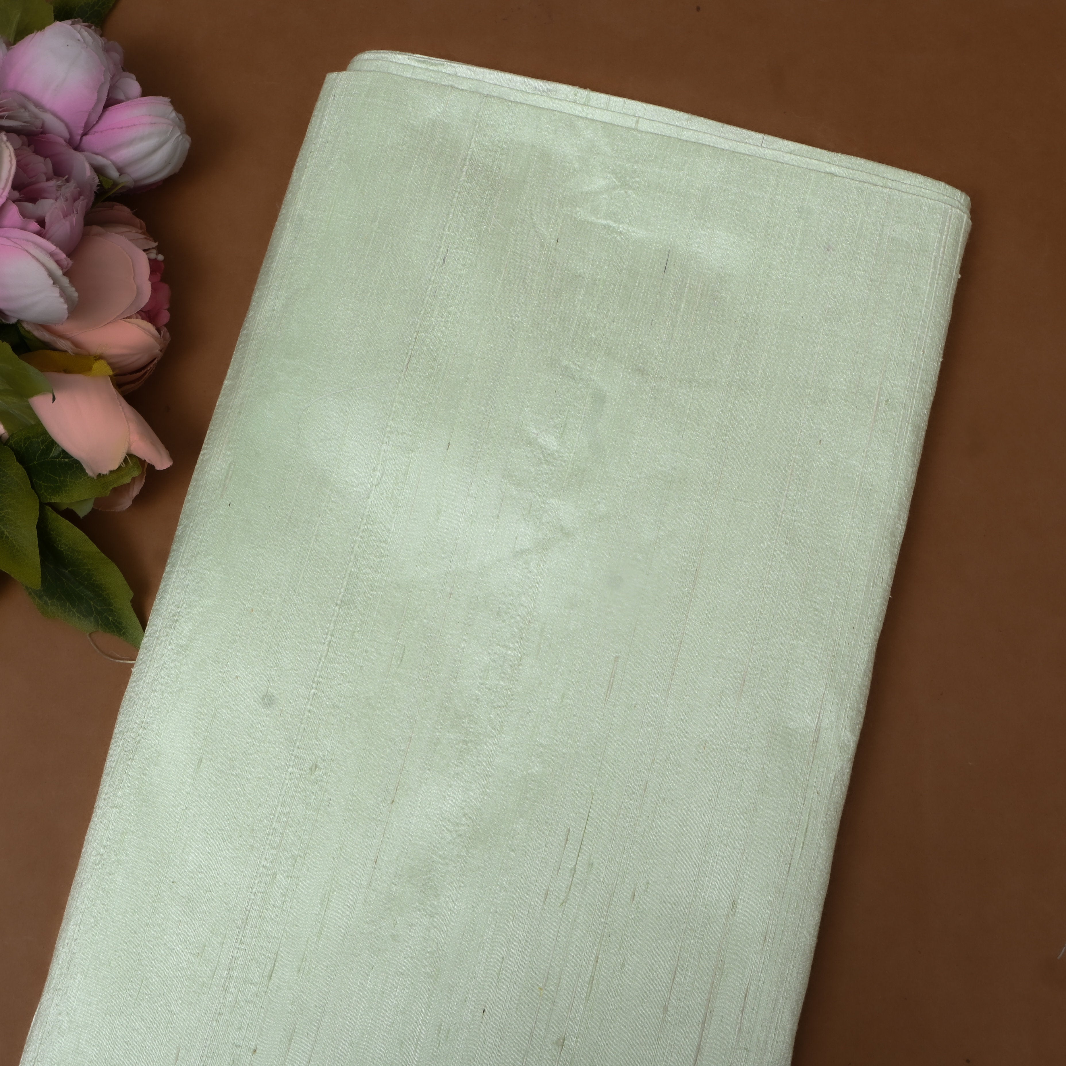 Pale Mint Cream Plain Silk