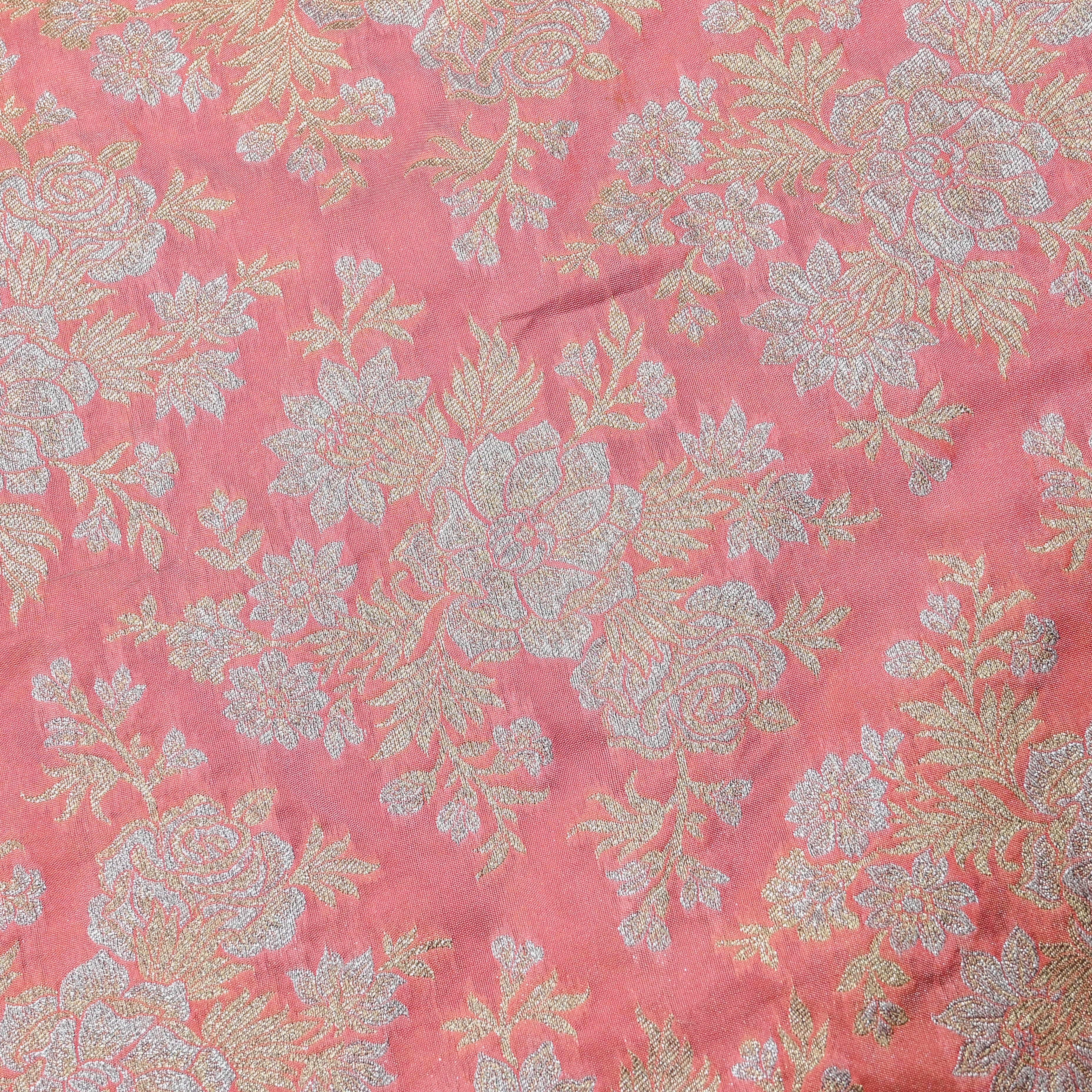 Light Pink Banarasi Fabric With Floral Jaal