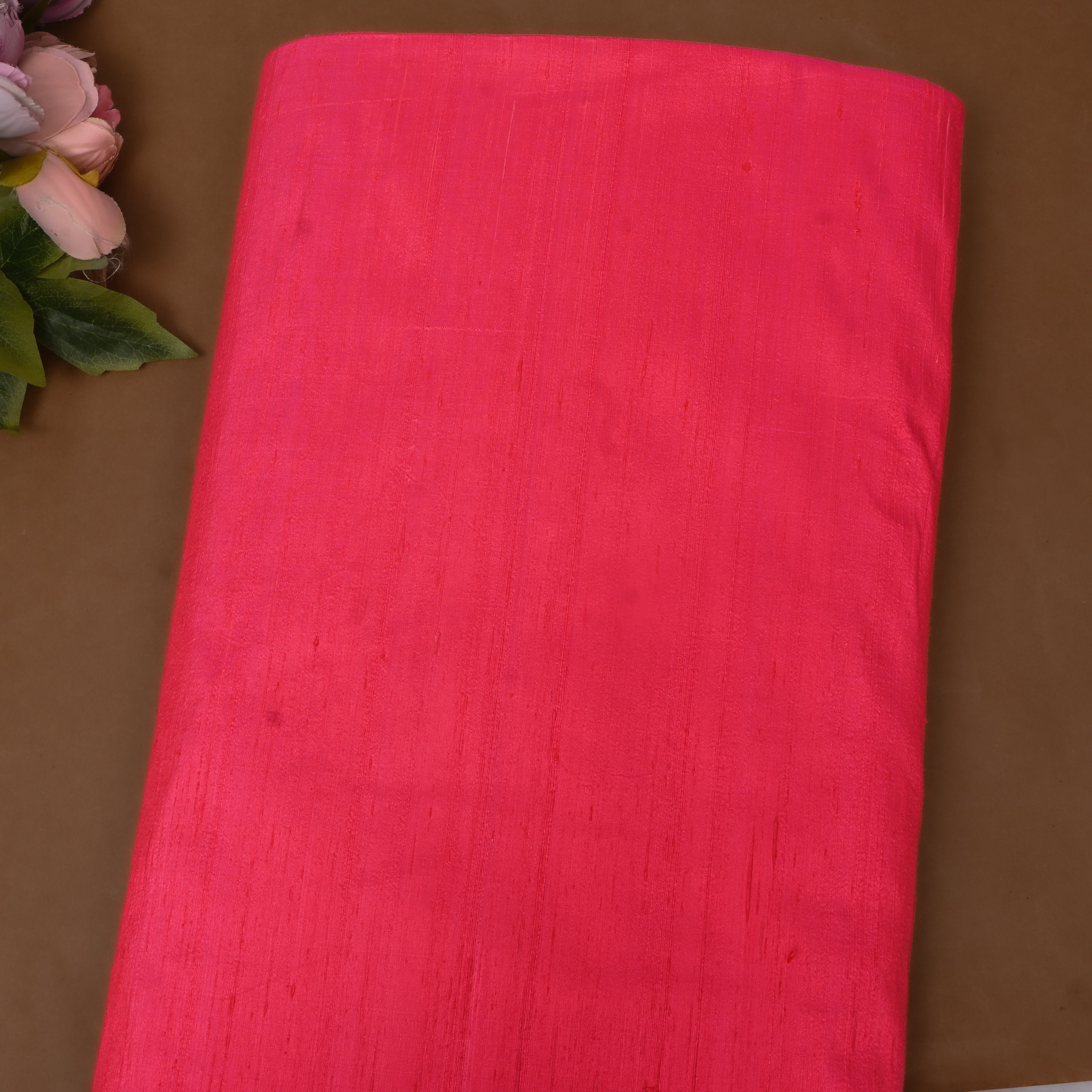 Plain Pink Dupion Silk Fabric