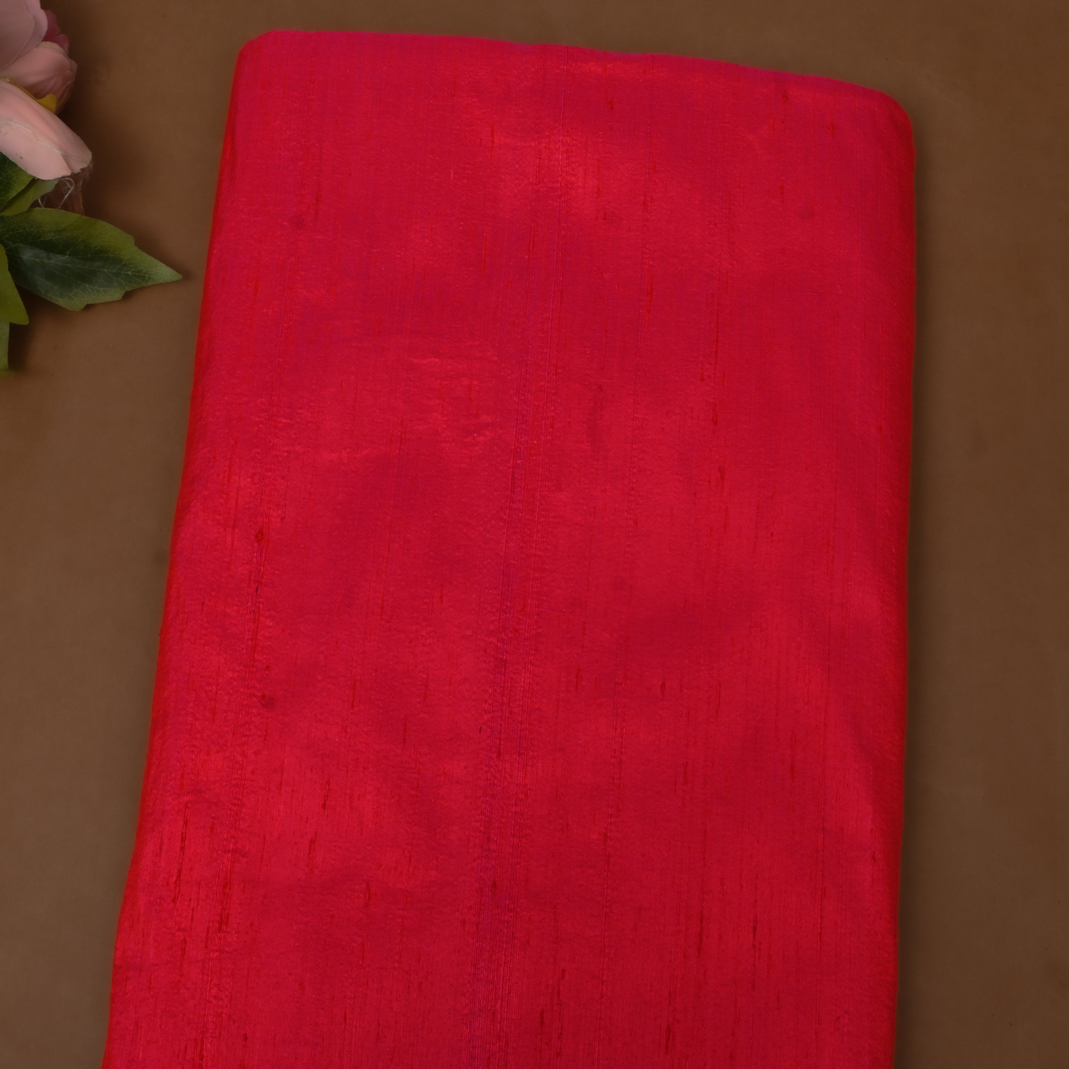 Vivid Red Pink Plain Silk