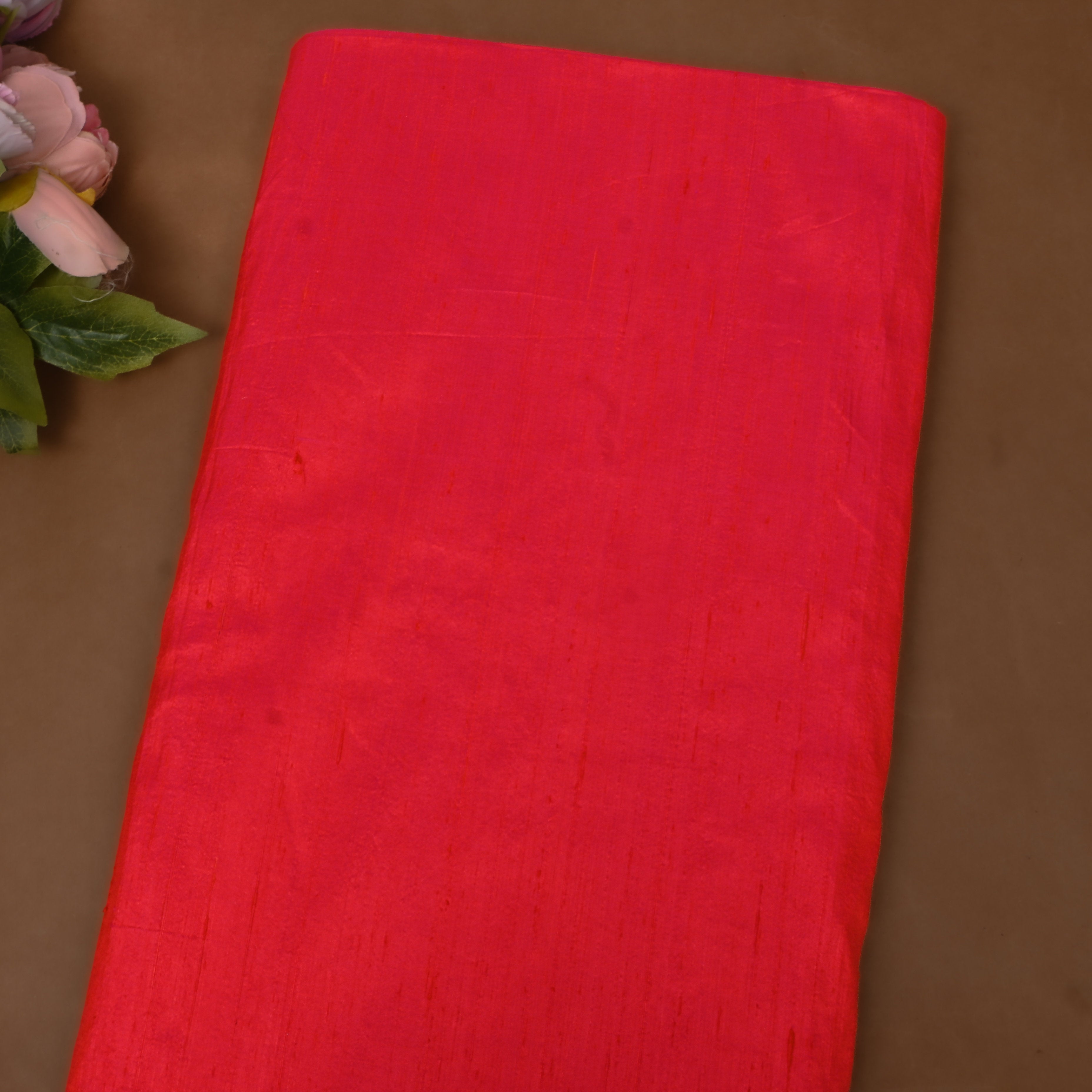 Bright Red Plain Silk