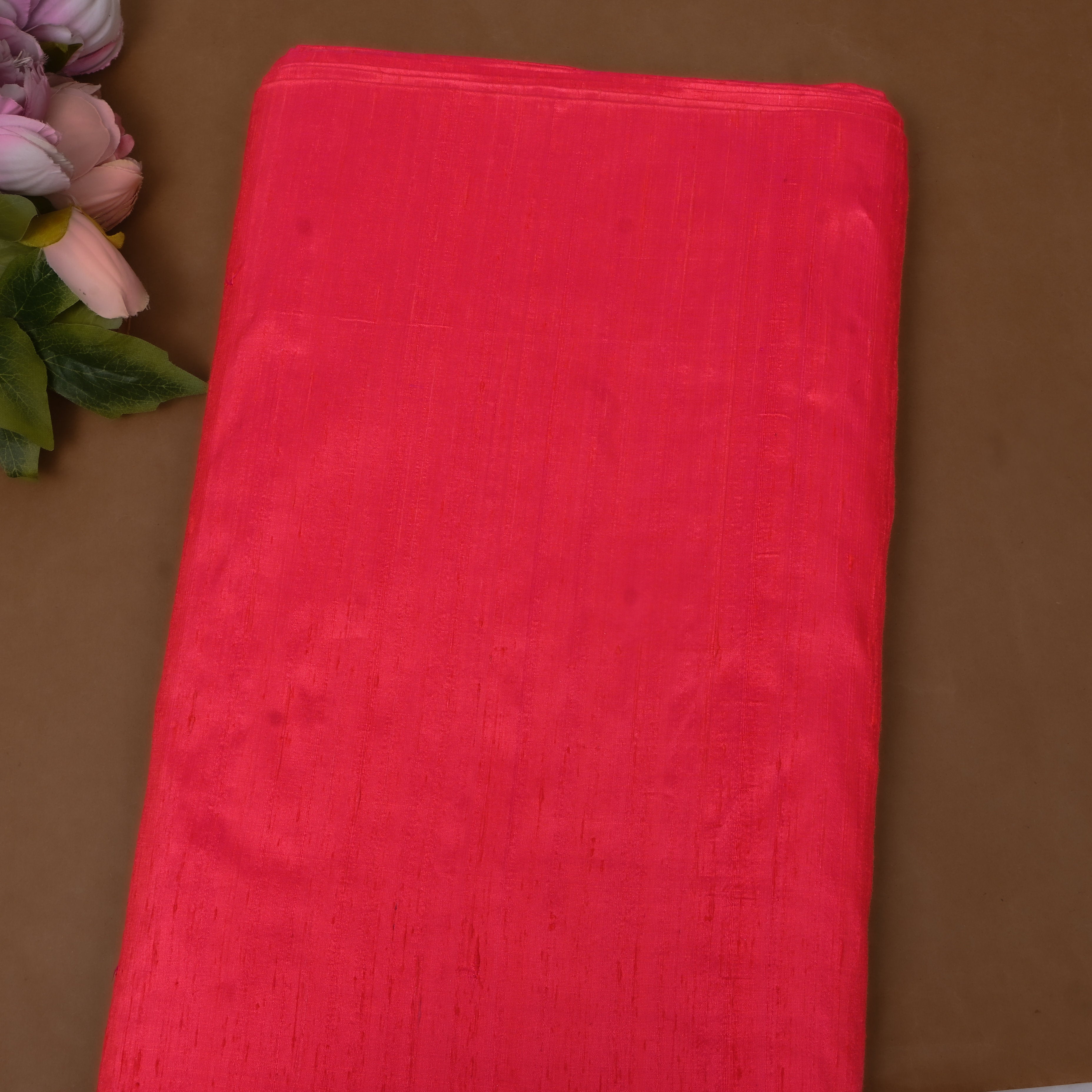 Coral Red Pure Silk