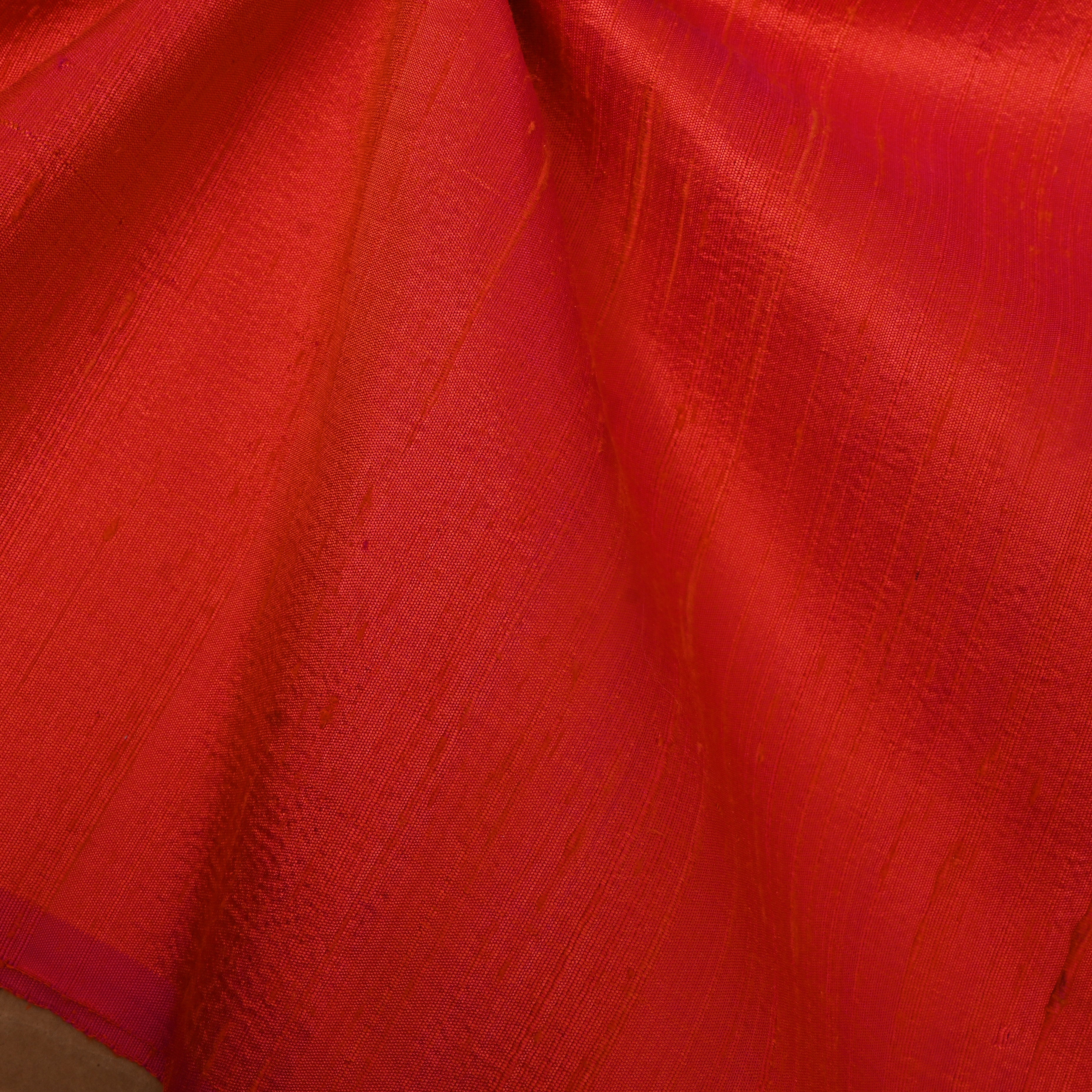 Brick Orange Plain Dupion Silk Fabric