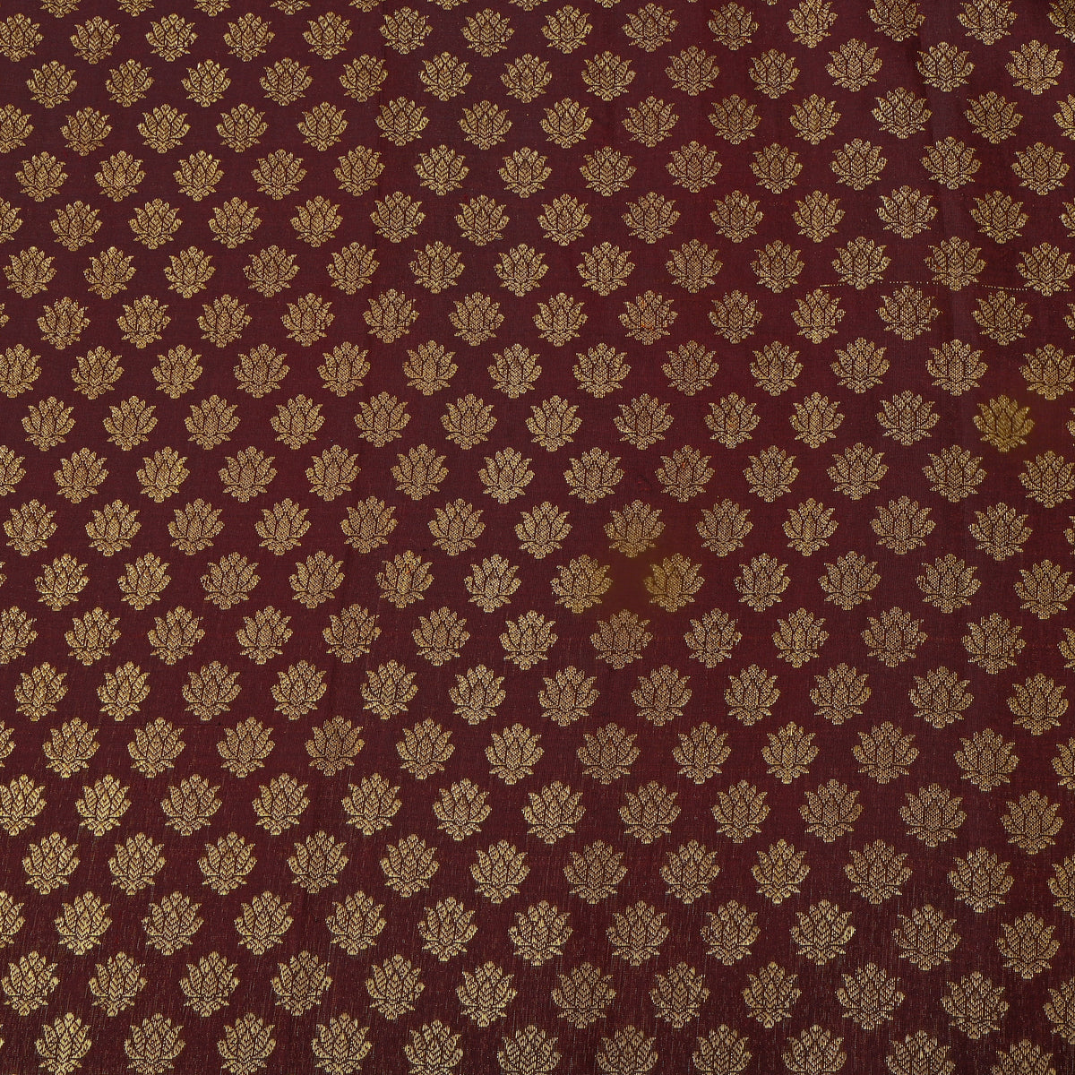 Brown With Lotus Butti Kanjivaram Silk Fabric