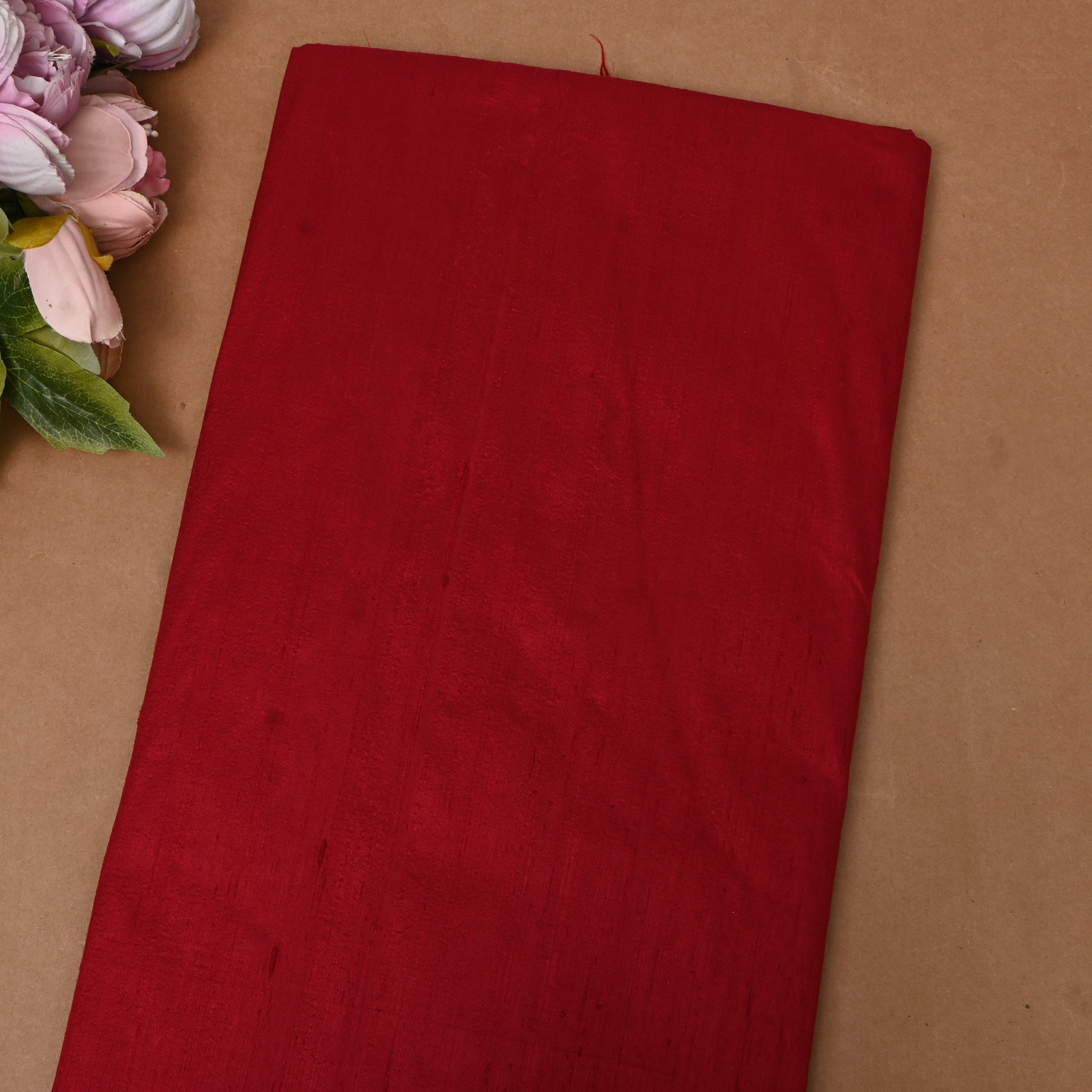 Dark Red Plain Silk Fabric