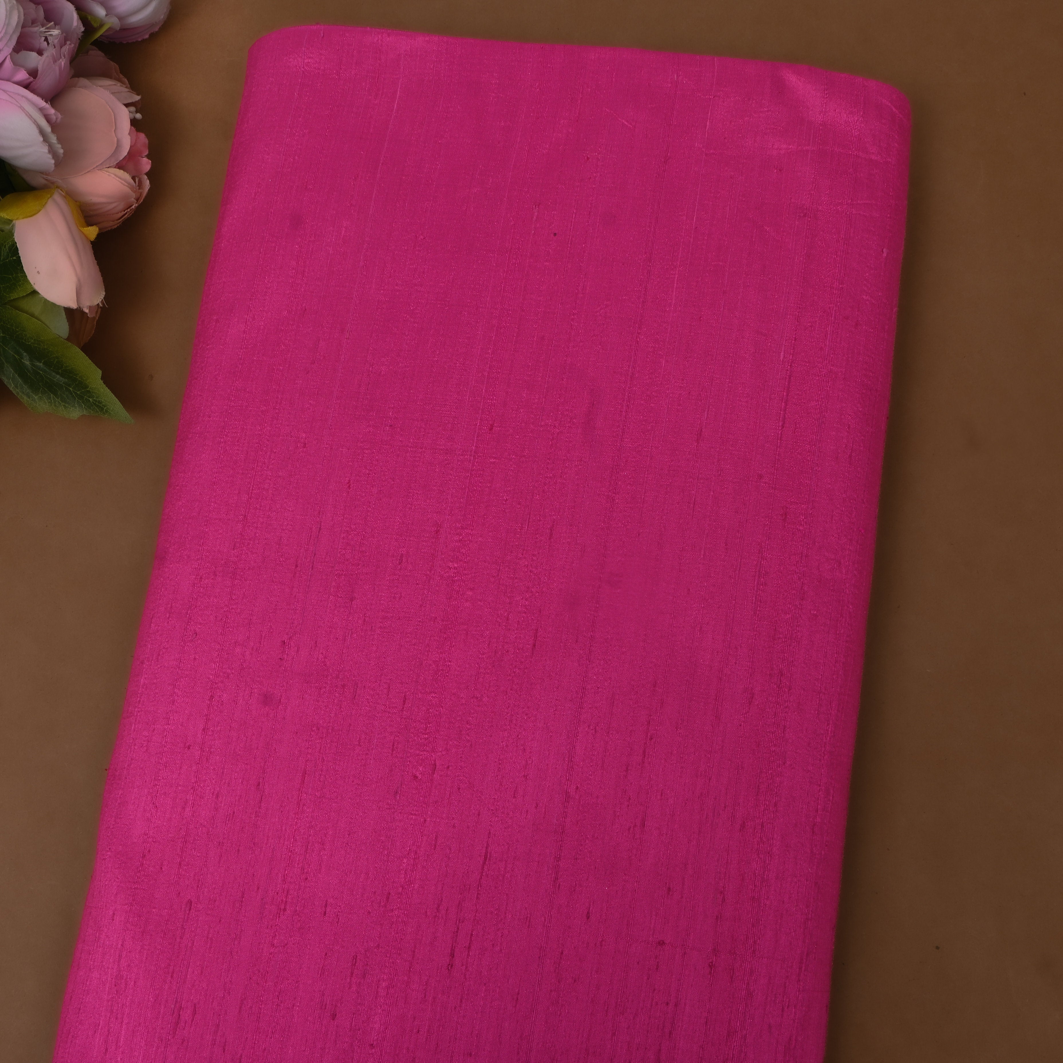 Plain Rani Pink Dupion Silk Fabric