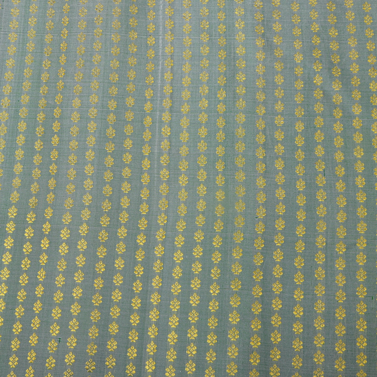 Sage Orange Floral Butti Jamawar Silk Fabric