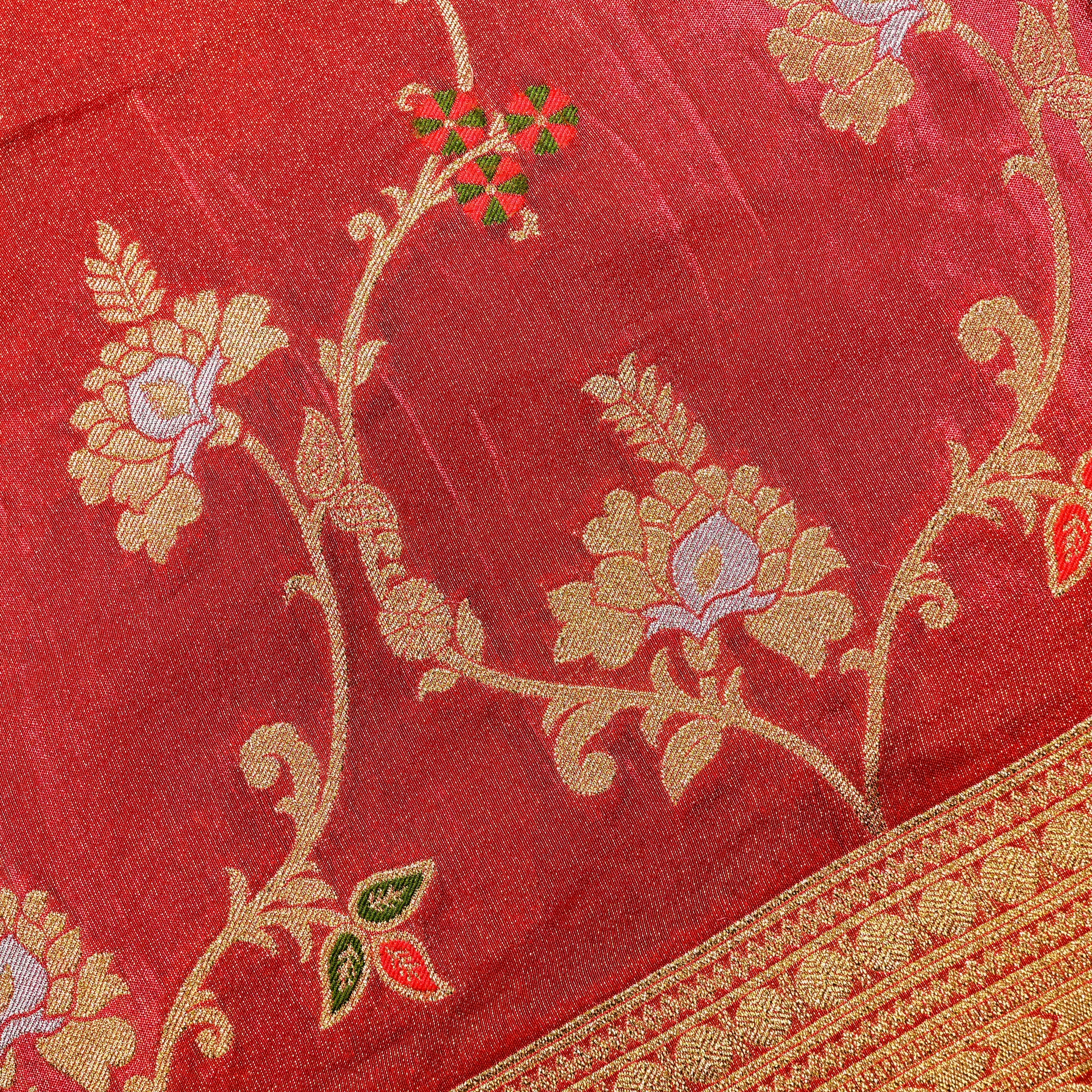 Brown Sienna Banarasi Fabric With Zari Border