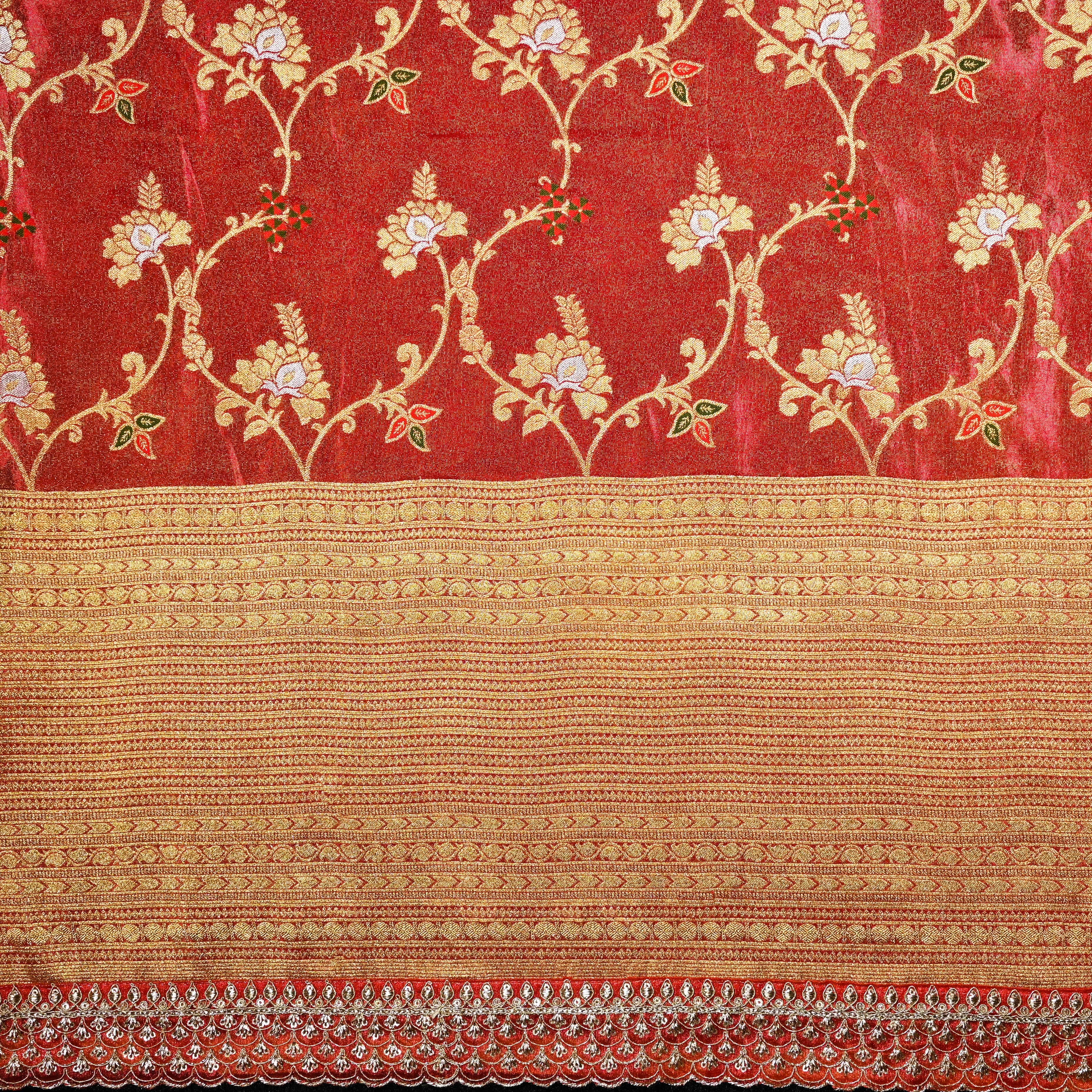 Brown Sienna Banarasi Fabric With Zari Border