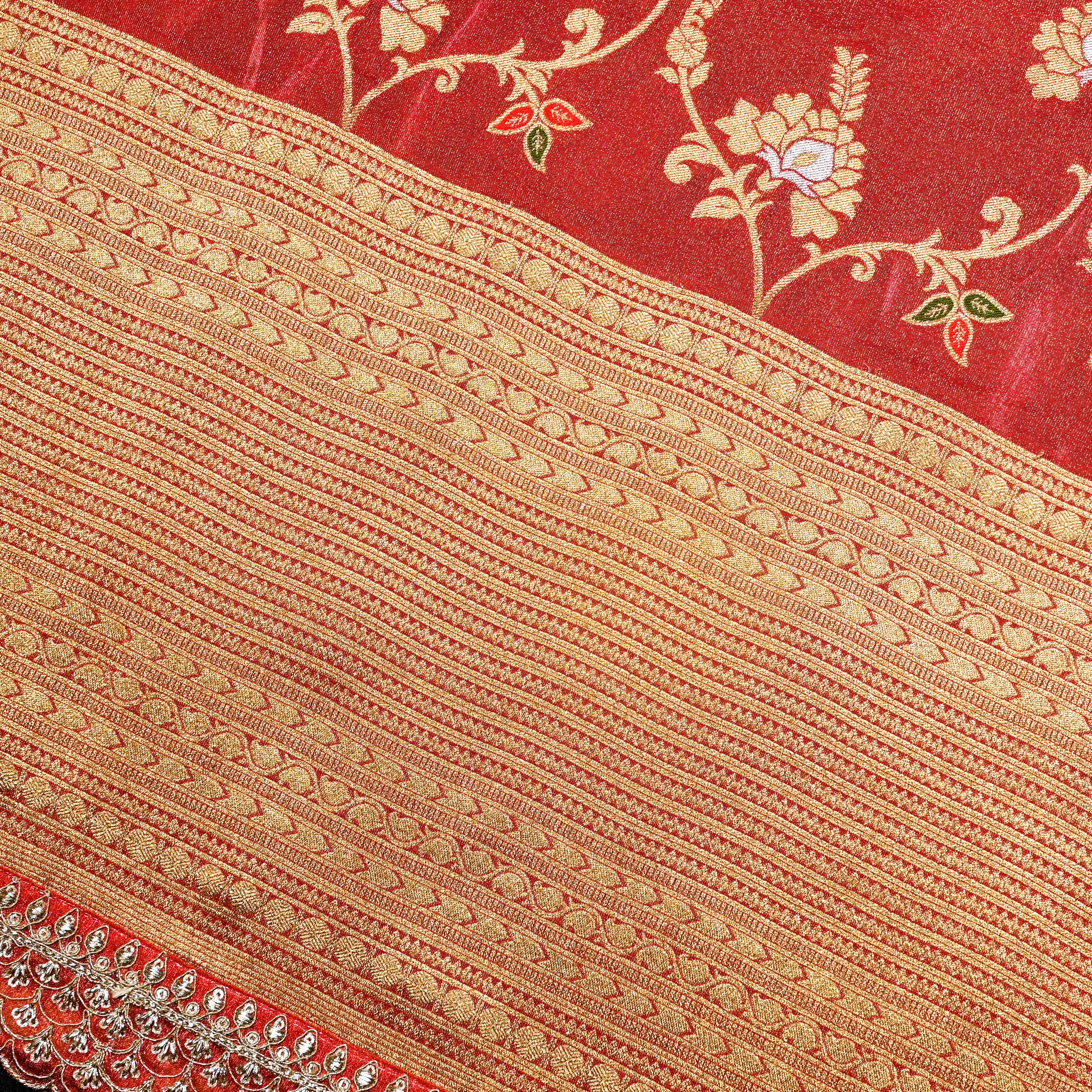 Brown Sienna Banarasi Fabric With Zari Border