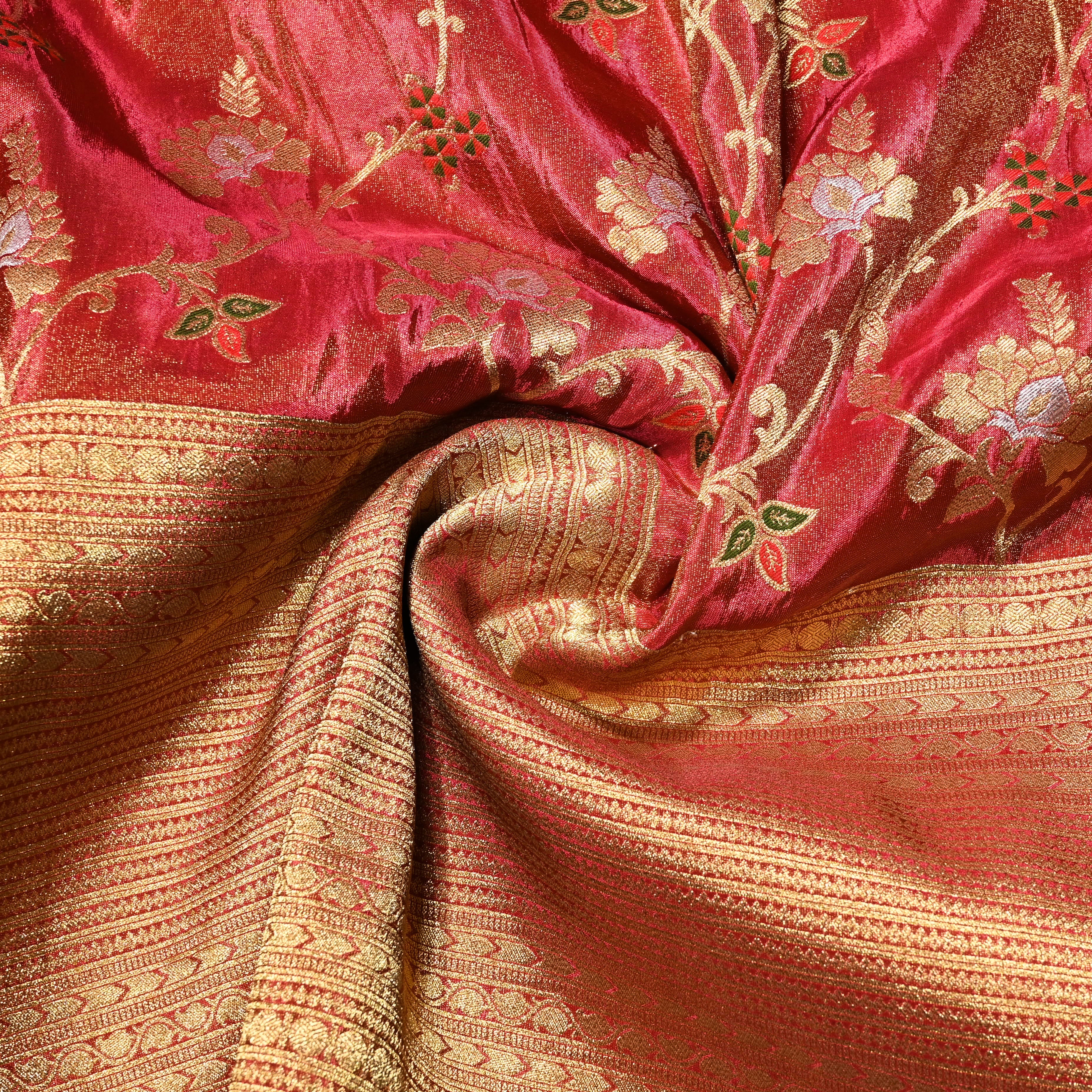 Brown Sienna Banaras Fabric With Zari Border