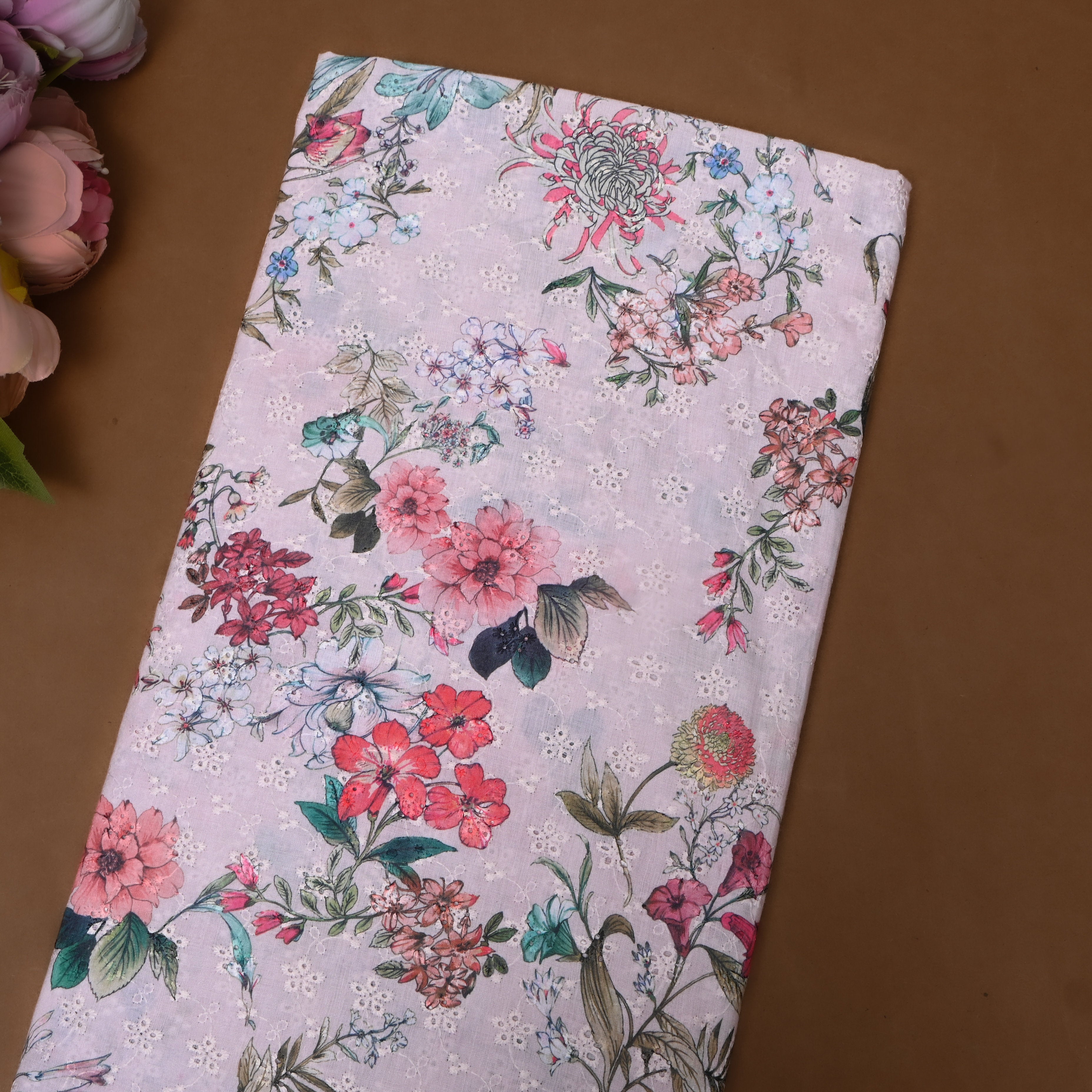 Dusty Mauve Wildflower Print Cotton Fabric