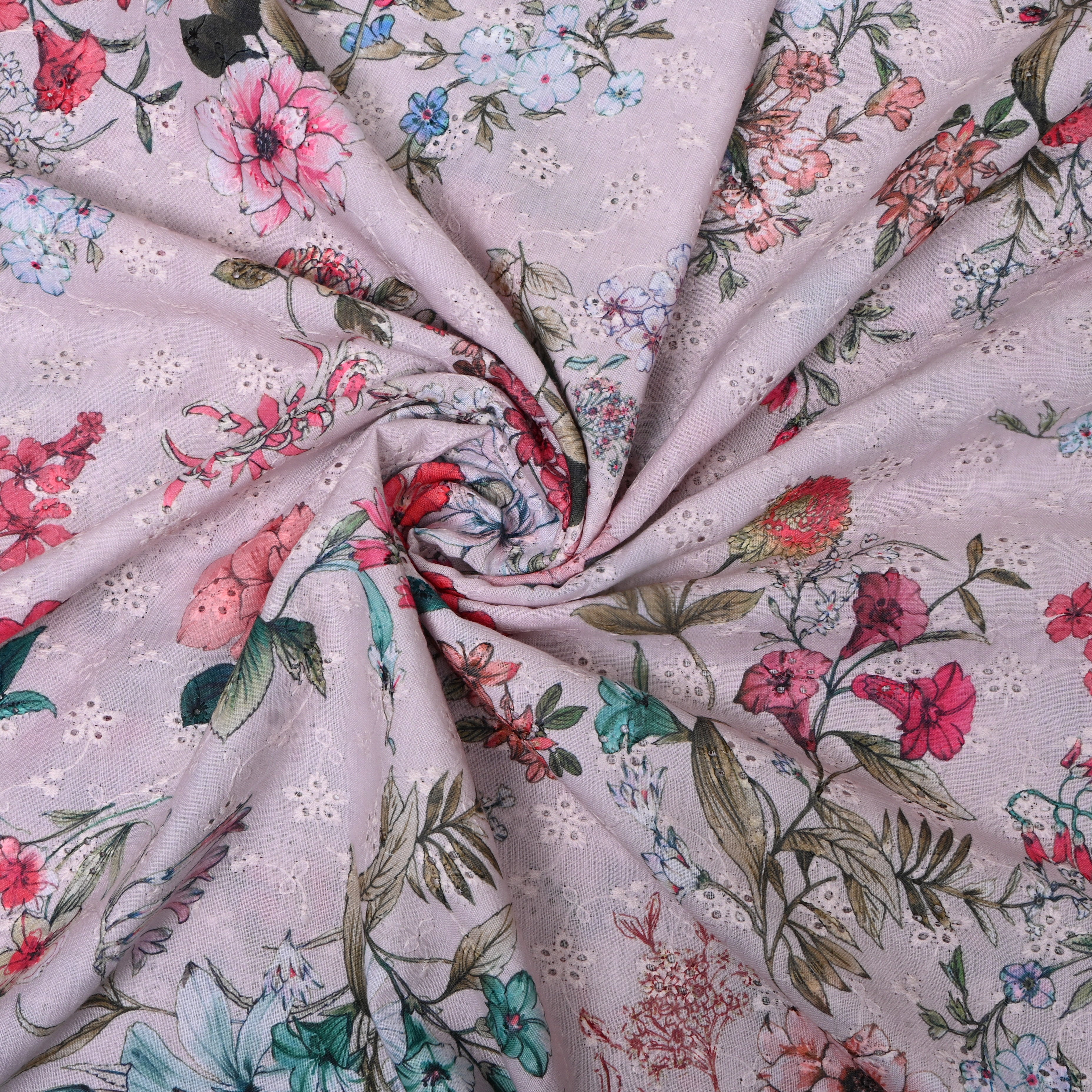Dusty Mauve Wildflower Print Cotton Fabric