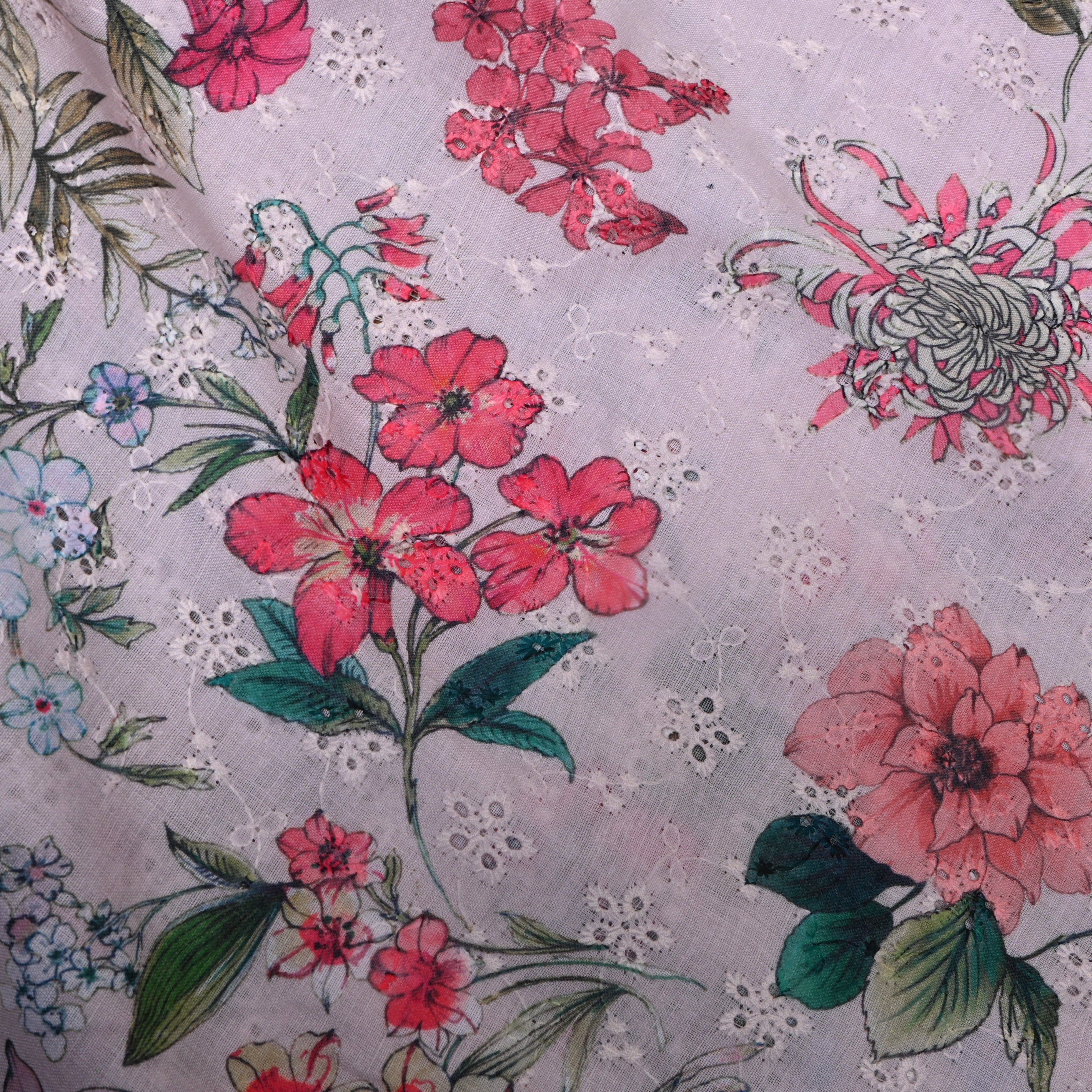 Dusty Mauve Wildflower Print Cotton Fabric