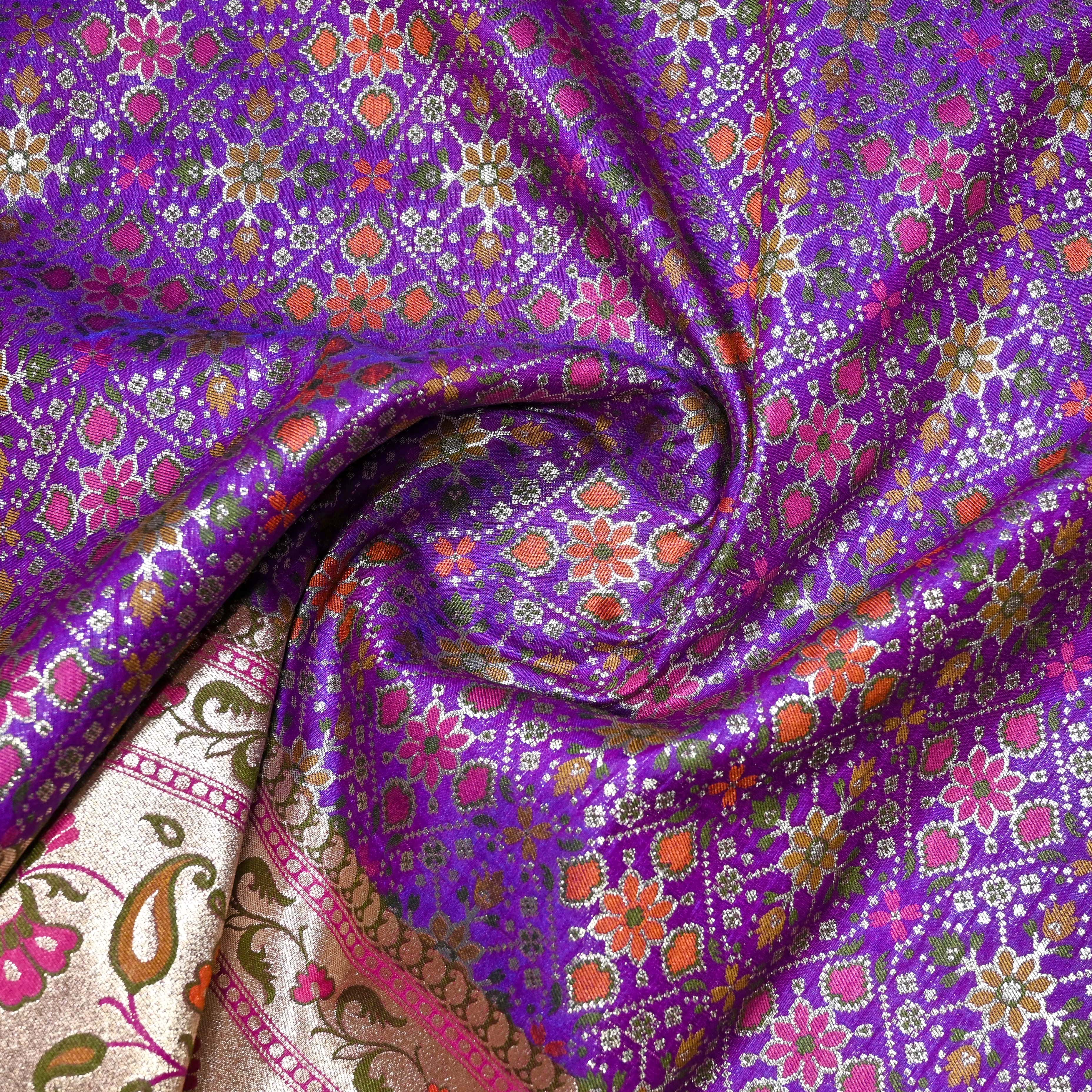 Purple Banaras Fabric With Meenakari Border