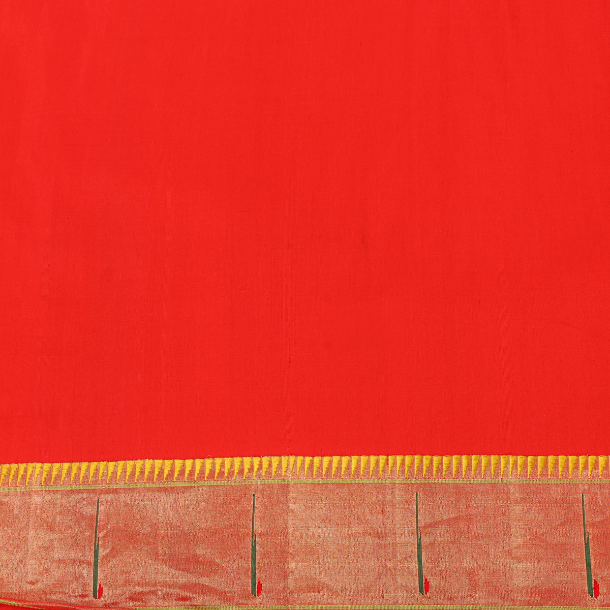 Plain Red Paithani Banarasi Silk Fabric