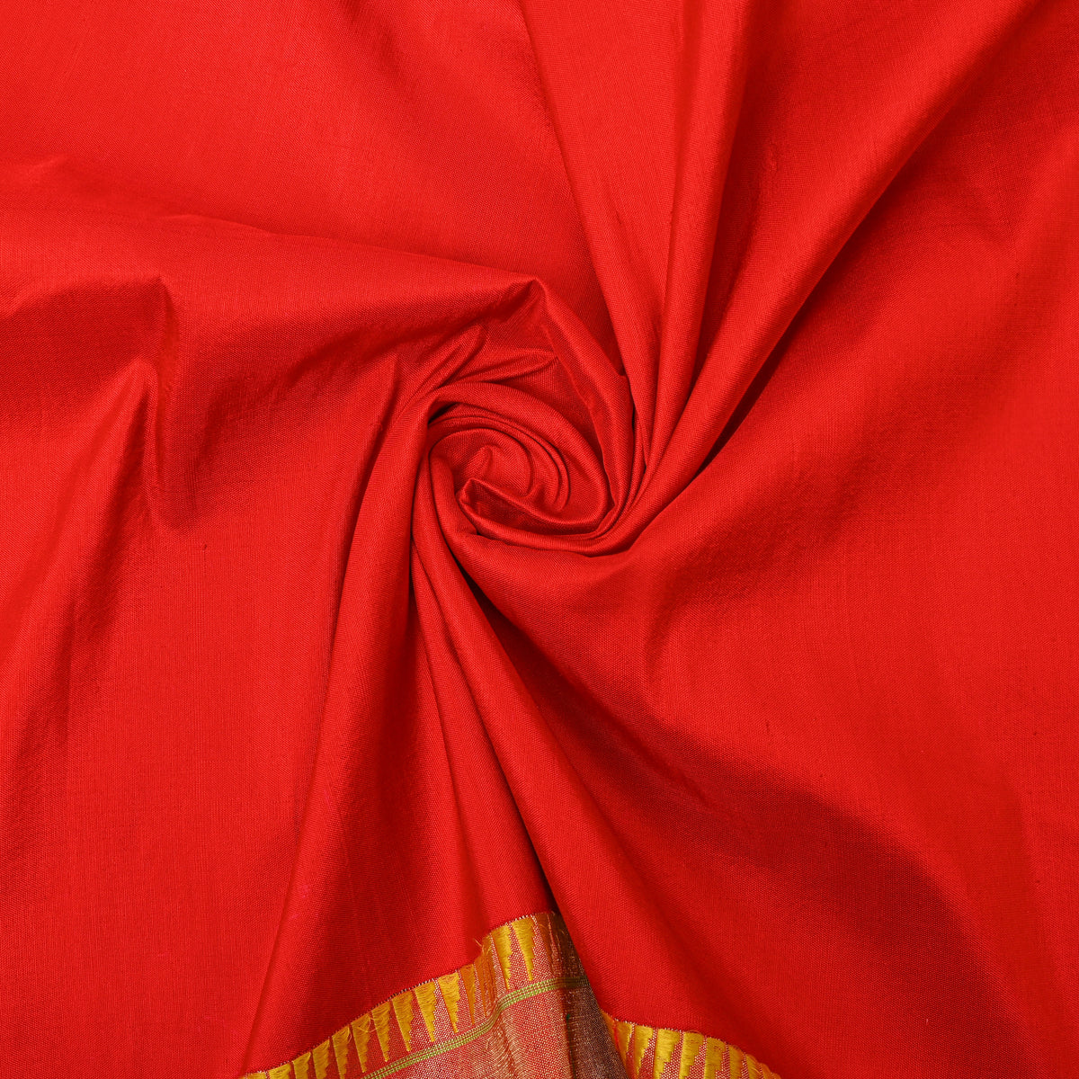Plain Red Paithani Banarasi Silk Fabric