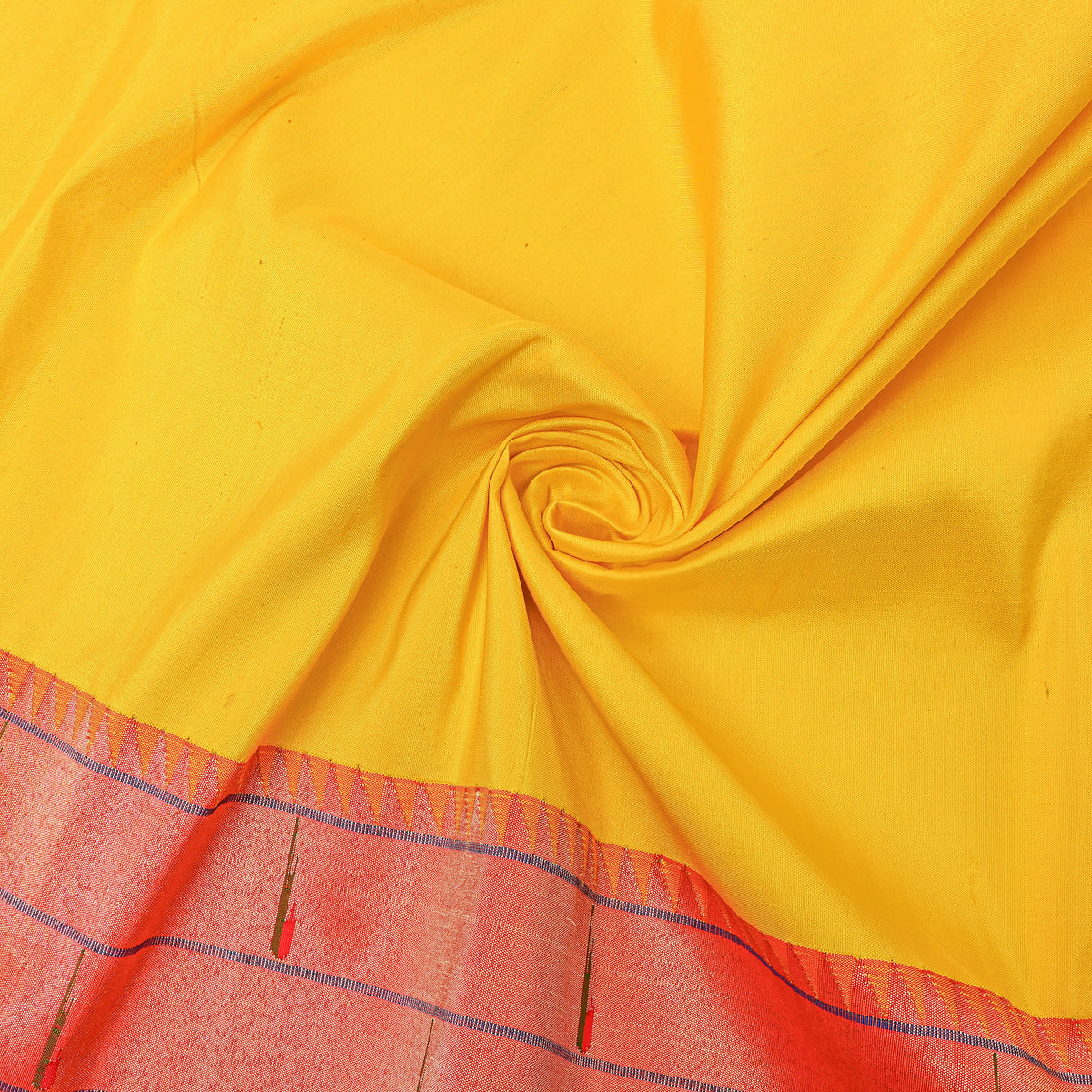 Sun Yellow Paithani Banarasi Silk Fabric