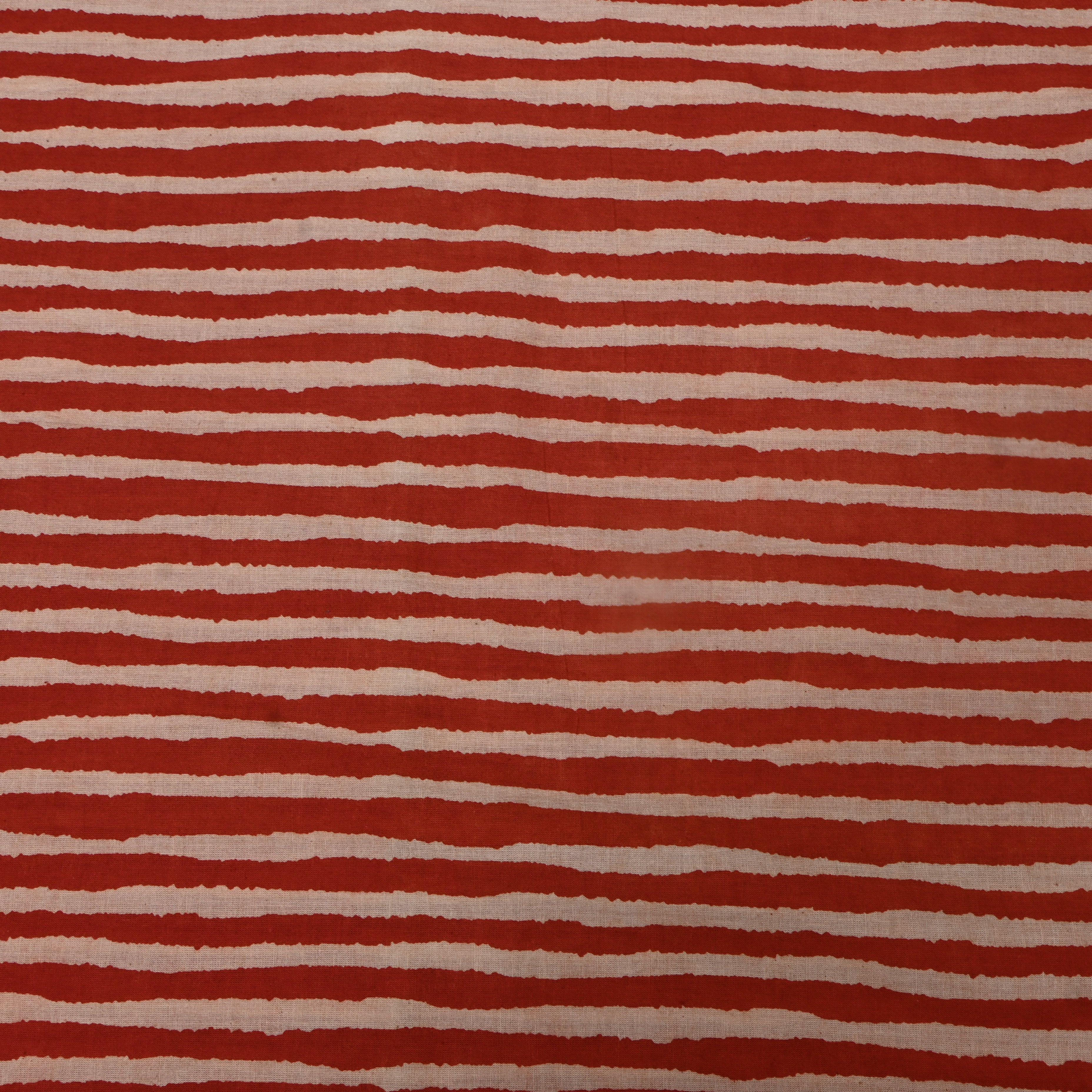 Rust Orange Stripe Print Cotton Fabric