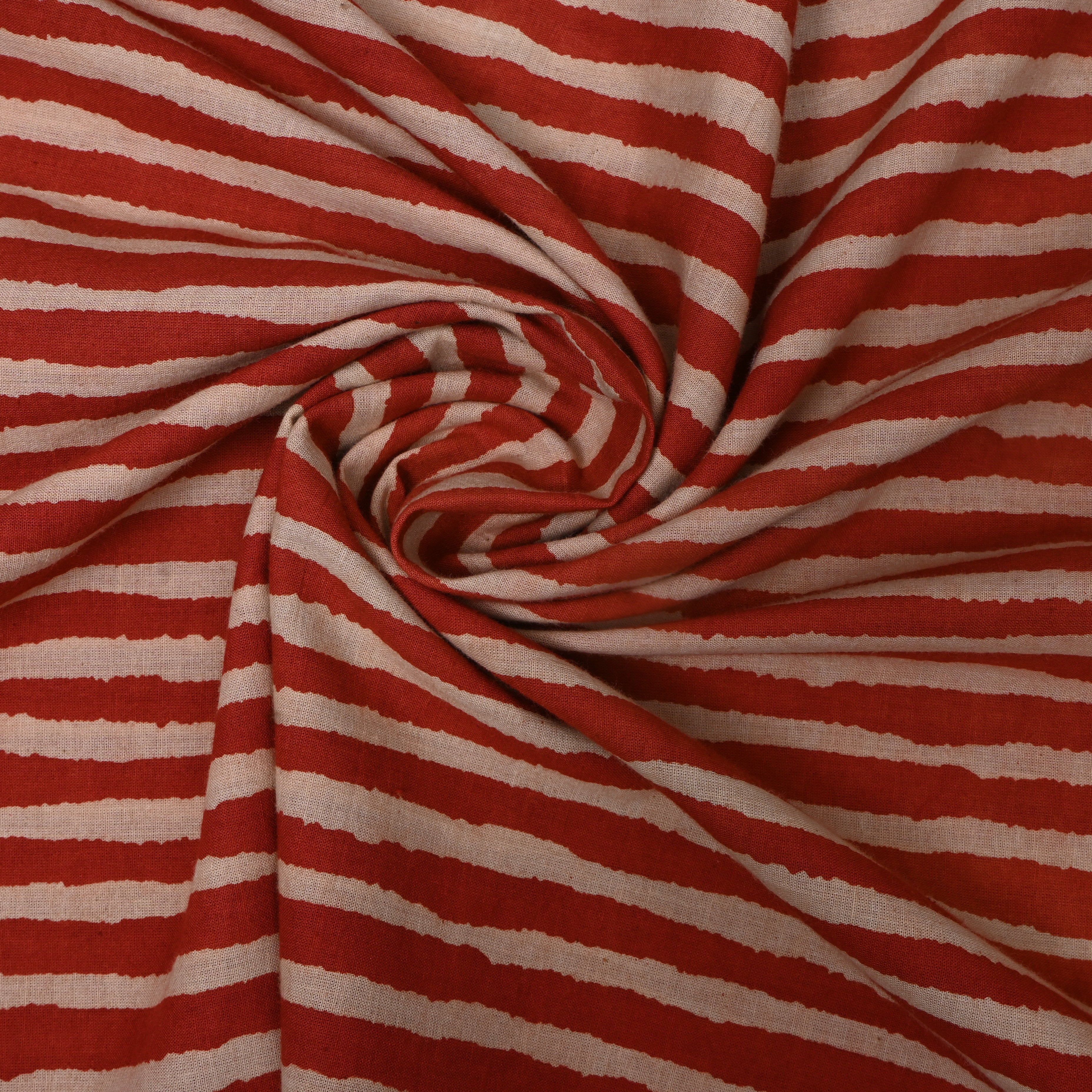 Rust Orange Stripe Print Cotton Fabric