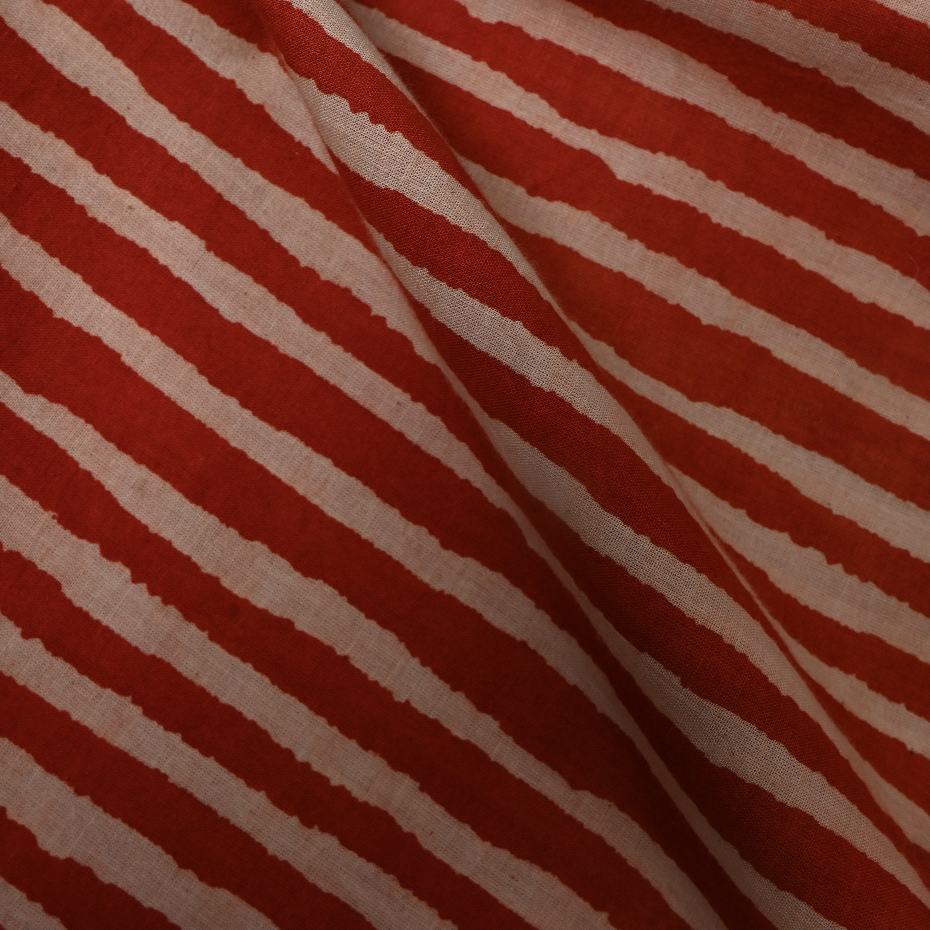 Rust Orange Stripe Print Cotton Fabric