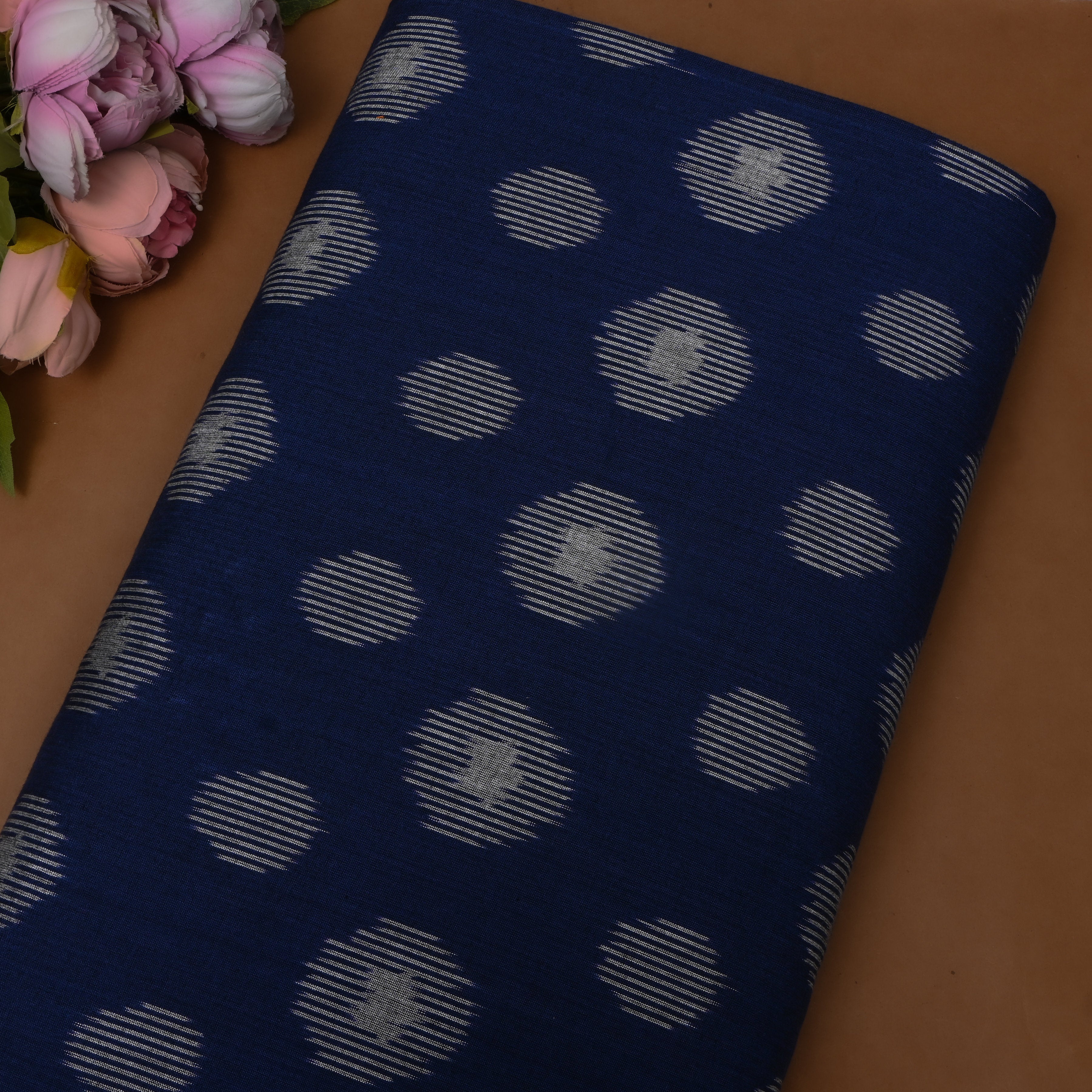 Navy Blue Iktara Weave Cotton