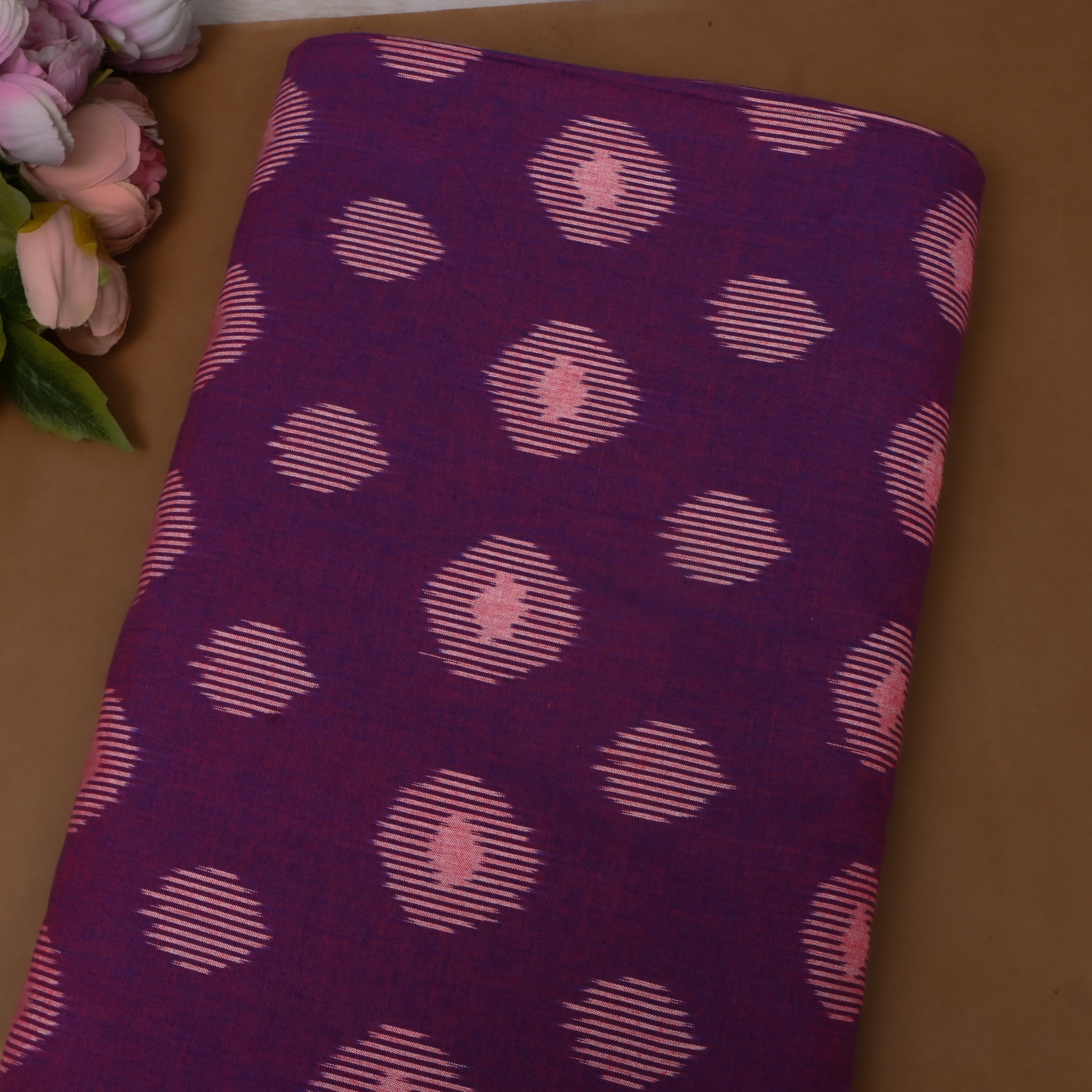 Deep Wine Diamond Iktara Weave Cotton