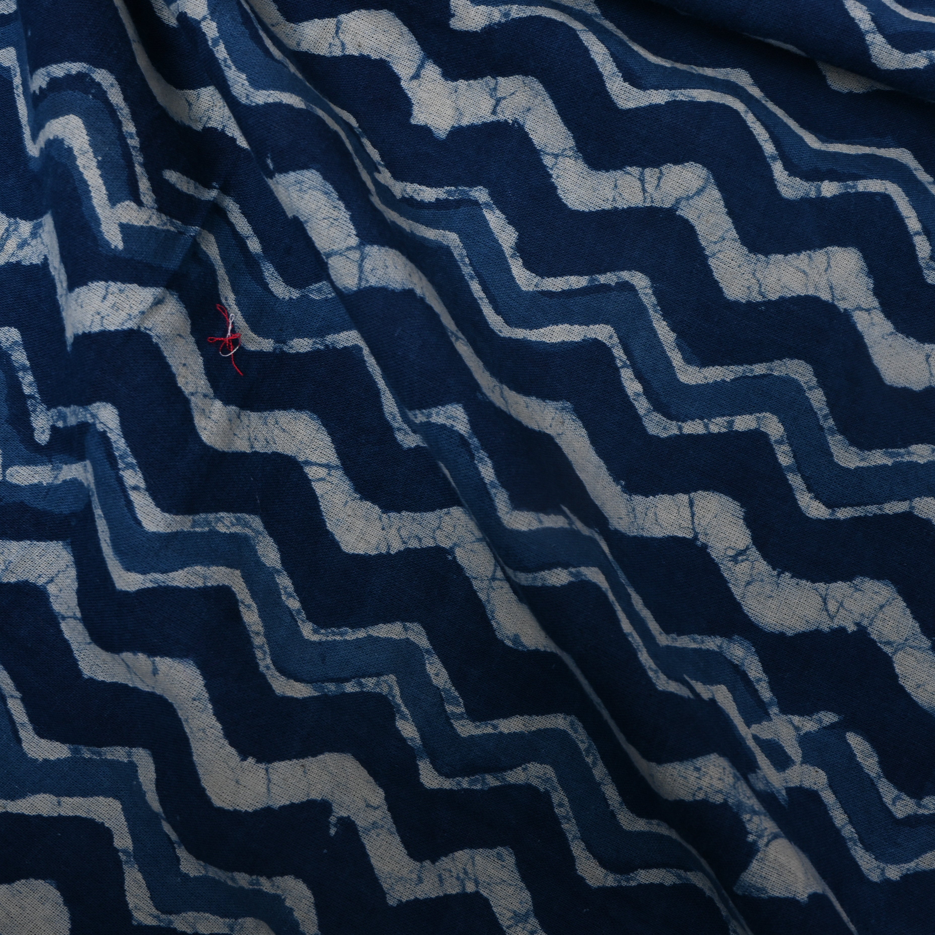 Indigo Blue Chevron Block Print Cotton Fabric