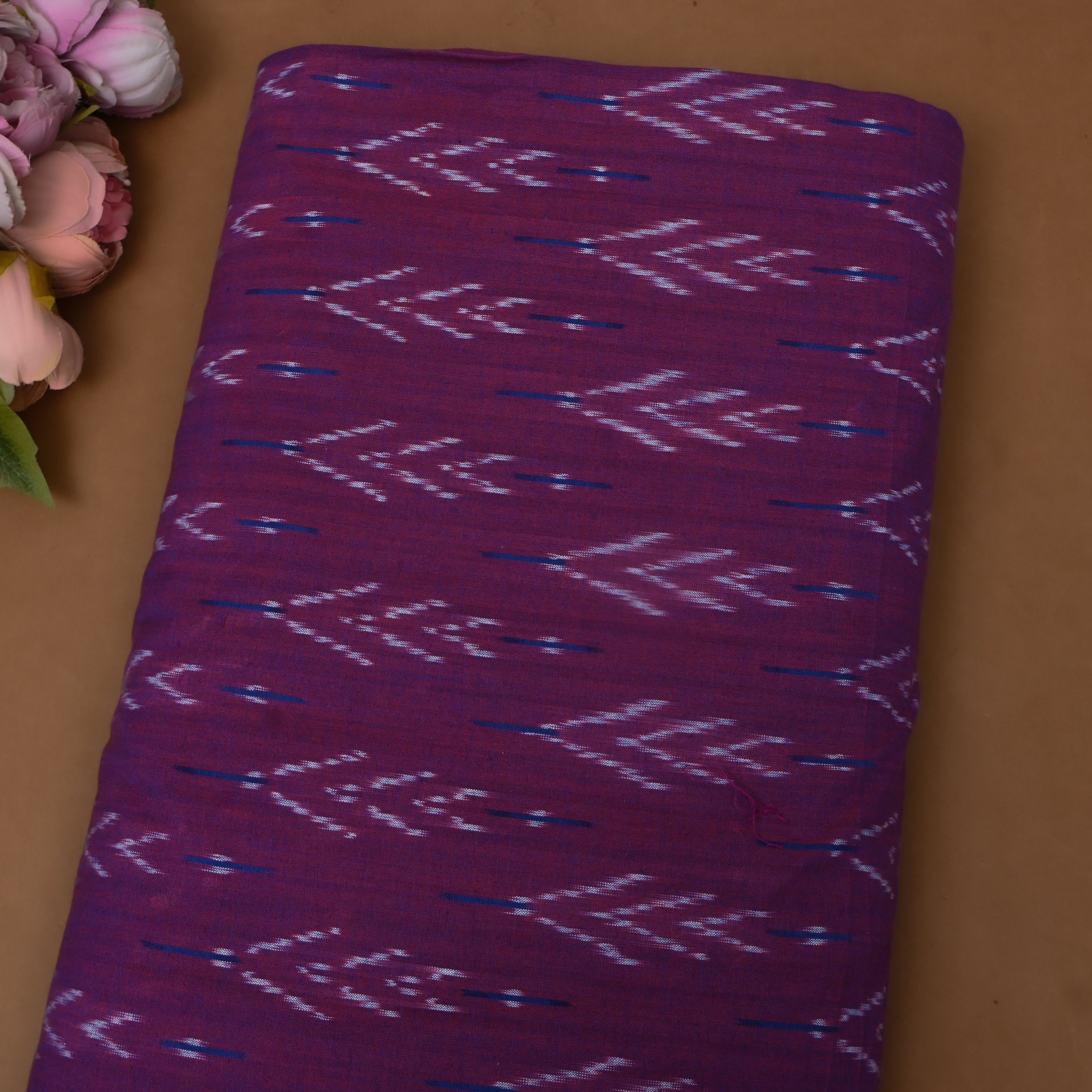 Deep Wine Chevron Iktara Weave Cotton