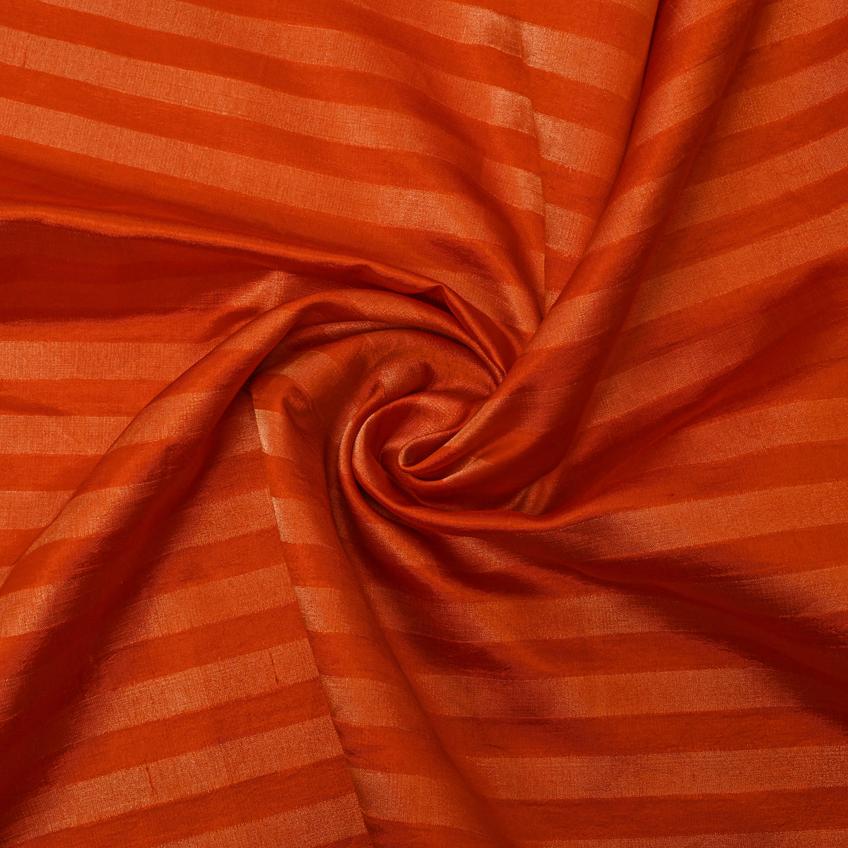 Burnt Orange Stripe Weave Raw Silk Fabric