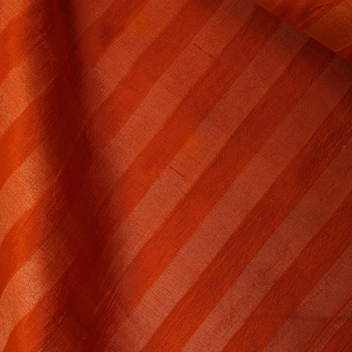 Burnt Orange Stripe Weave Raw Silk Fabric