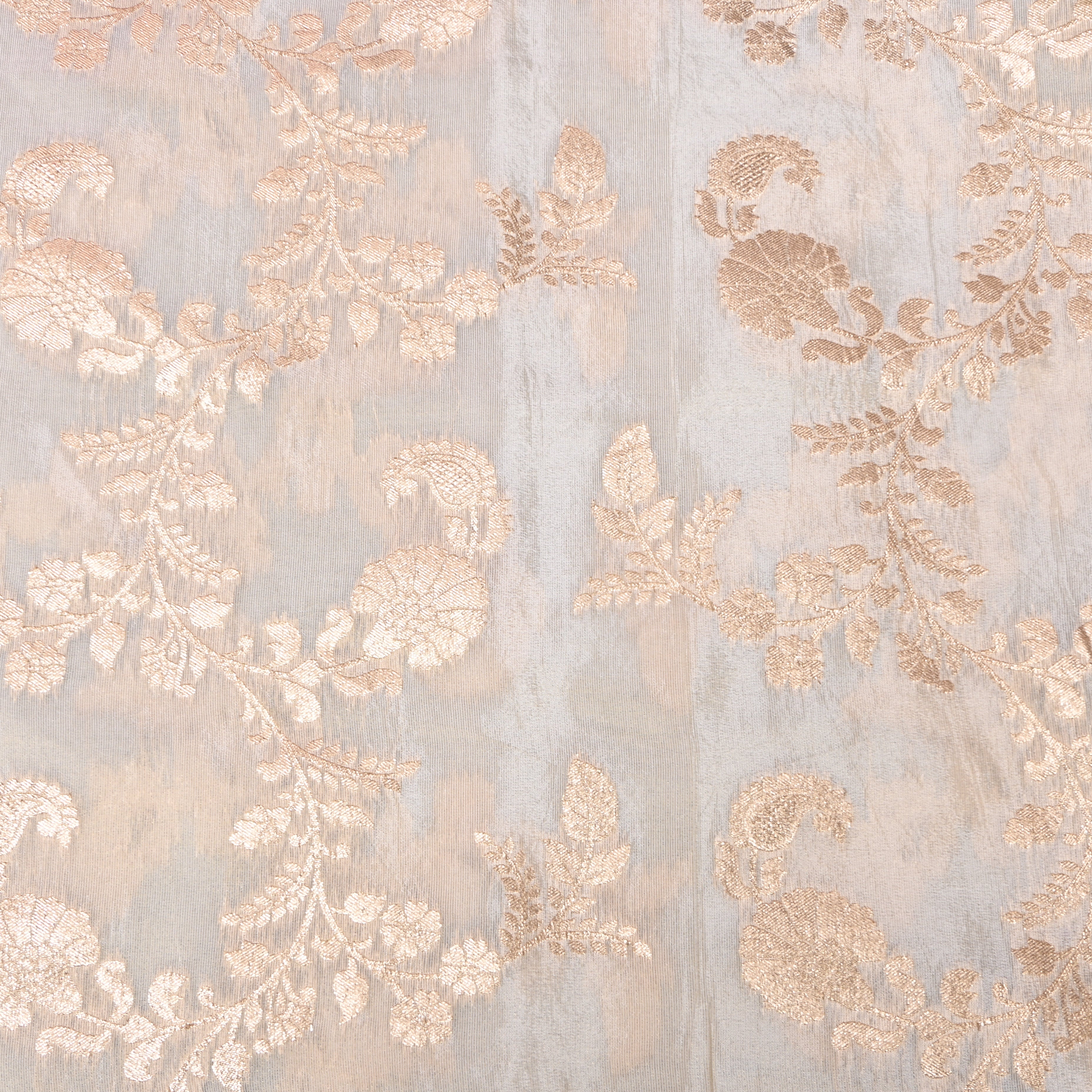 Golden Cream Paisley Jamawar Silk