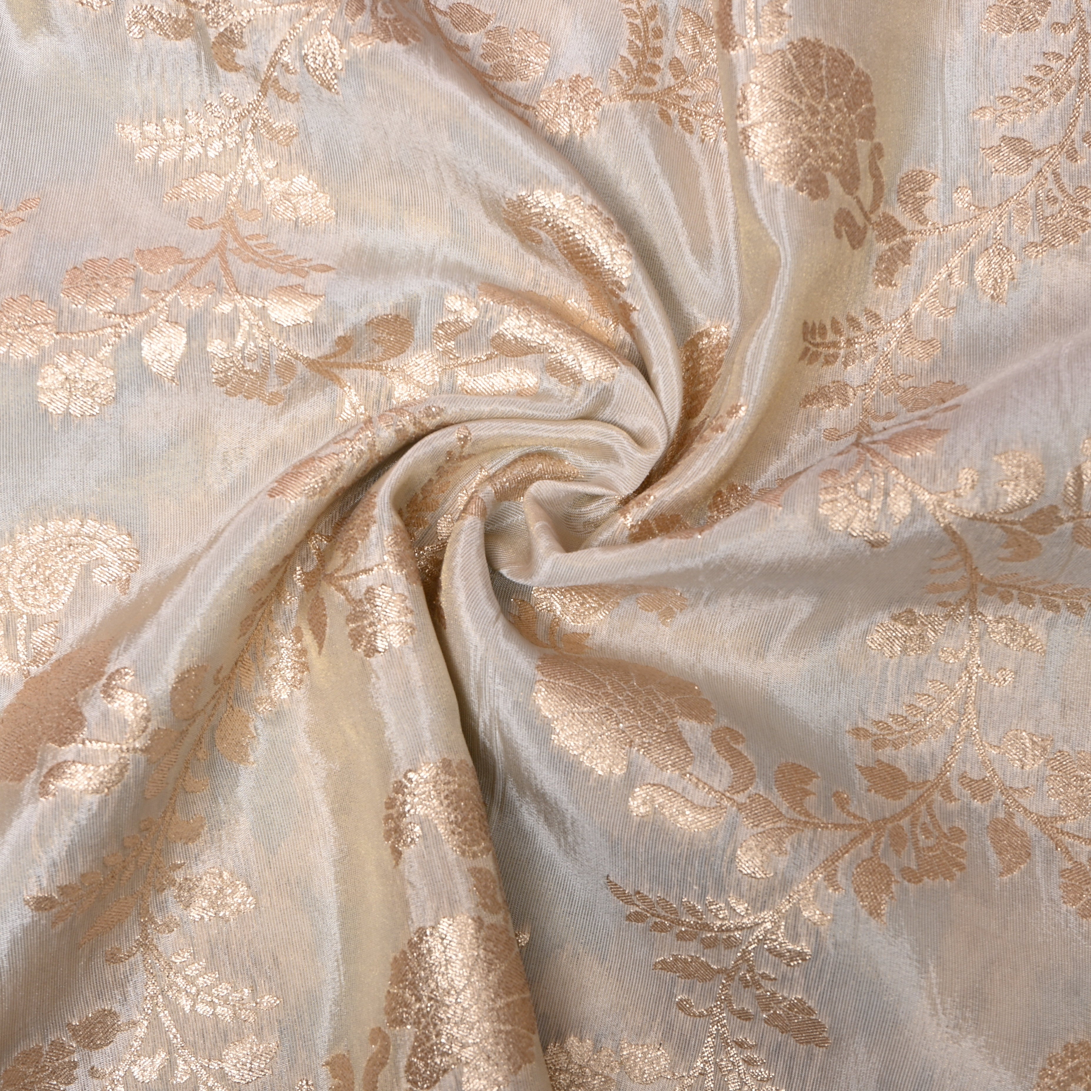 Golden Cream Paisley Jamawar Silk