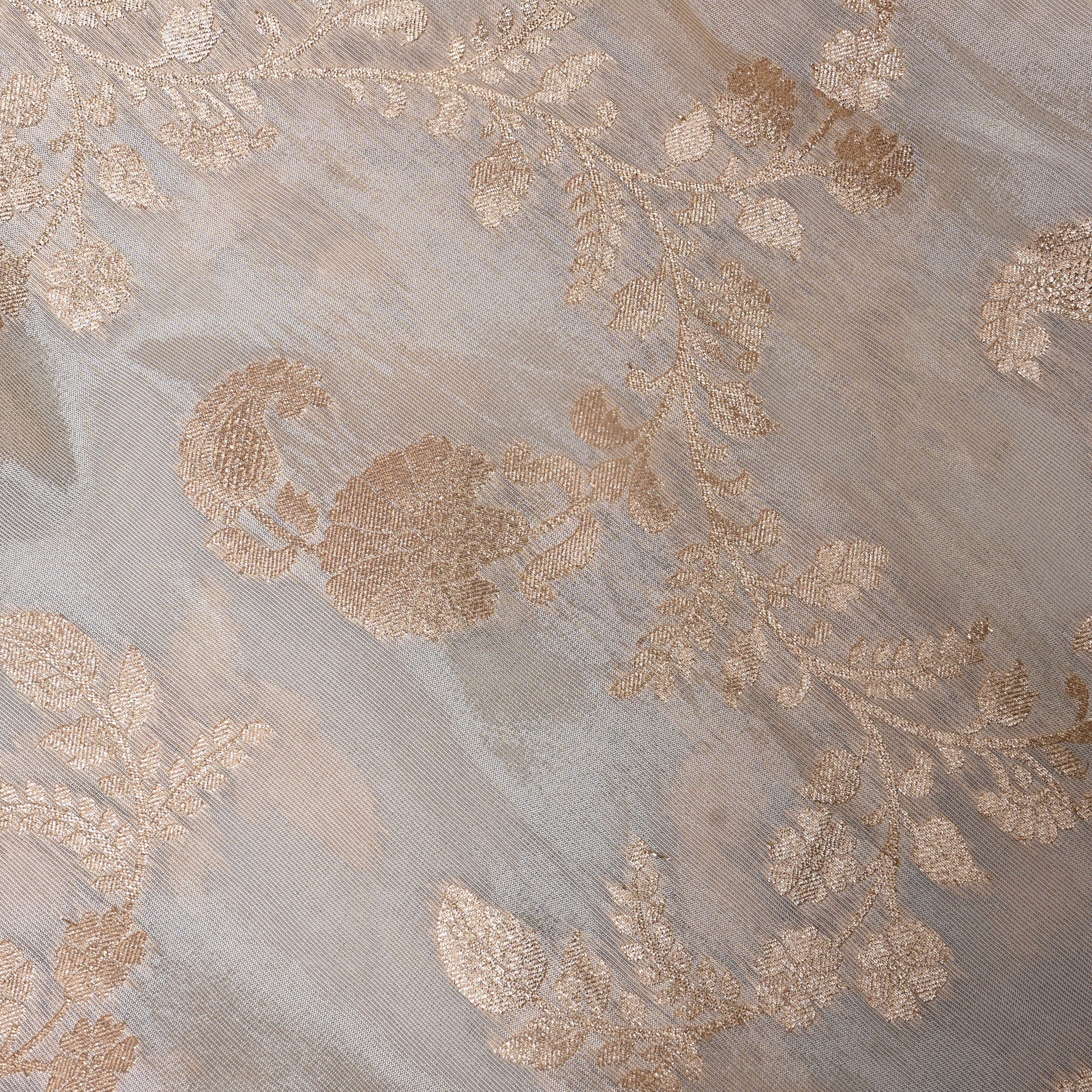 Golden Cream Paisley Jamawar Silk